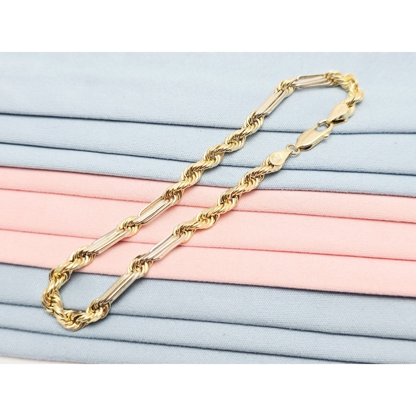 14K Two Tone Gold Milano Rope Bracelet