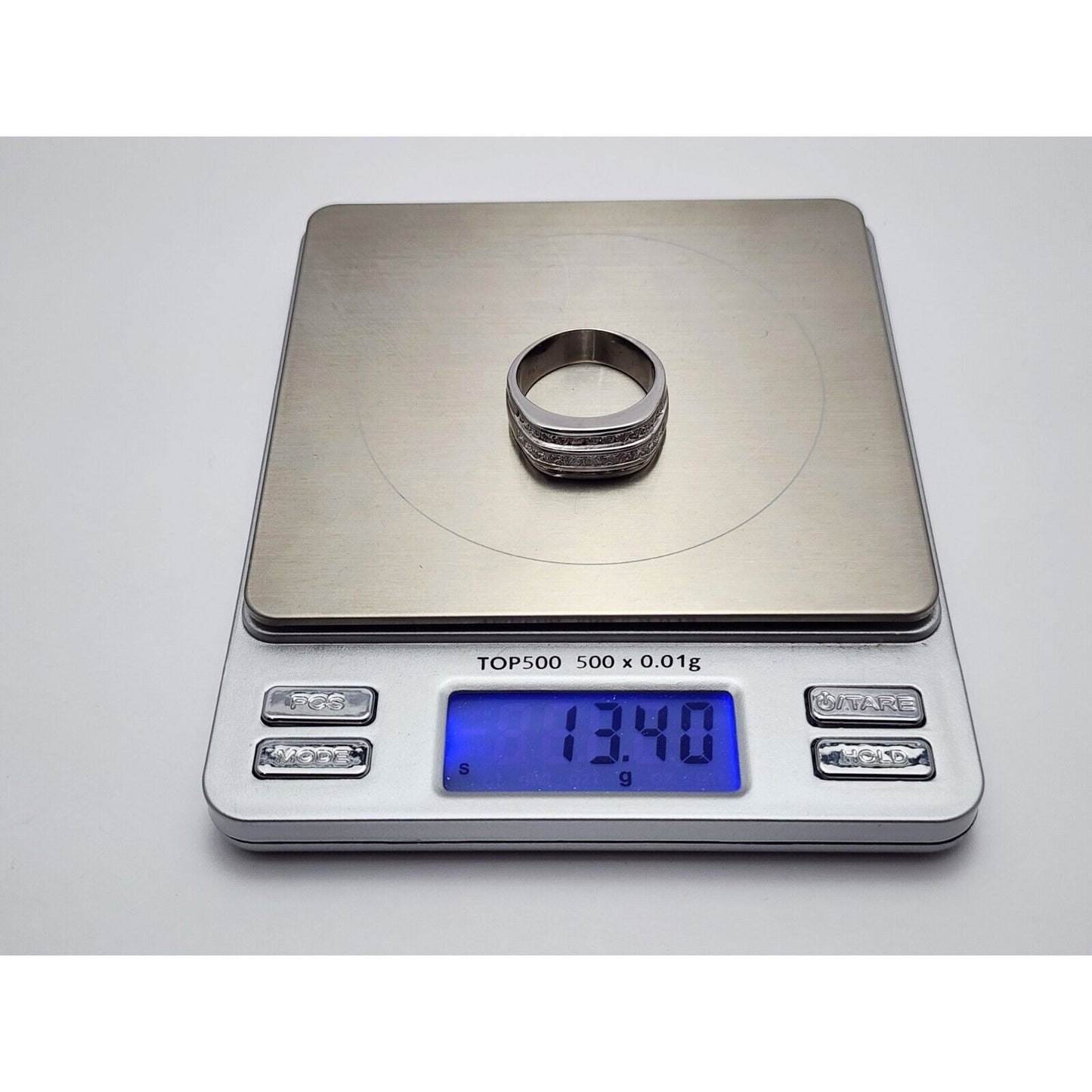 14K White Gold Diamond Men's Ring