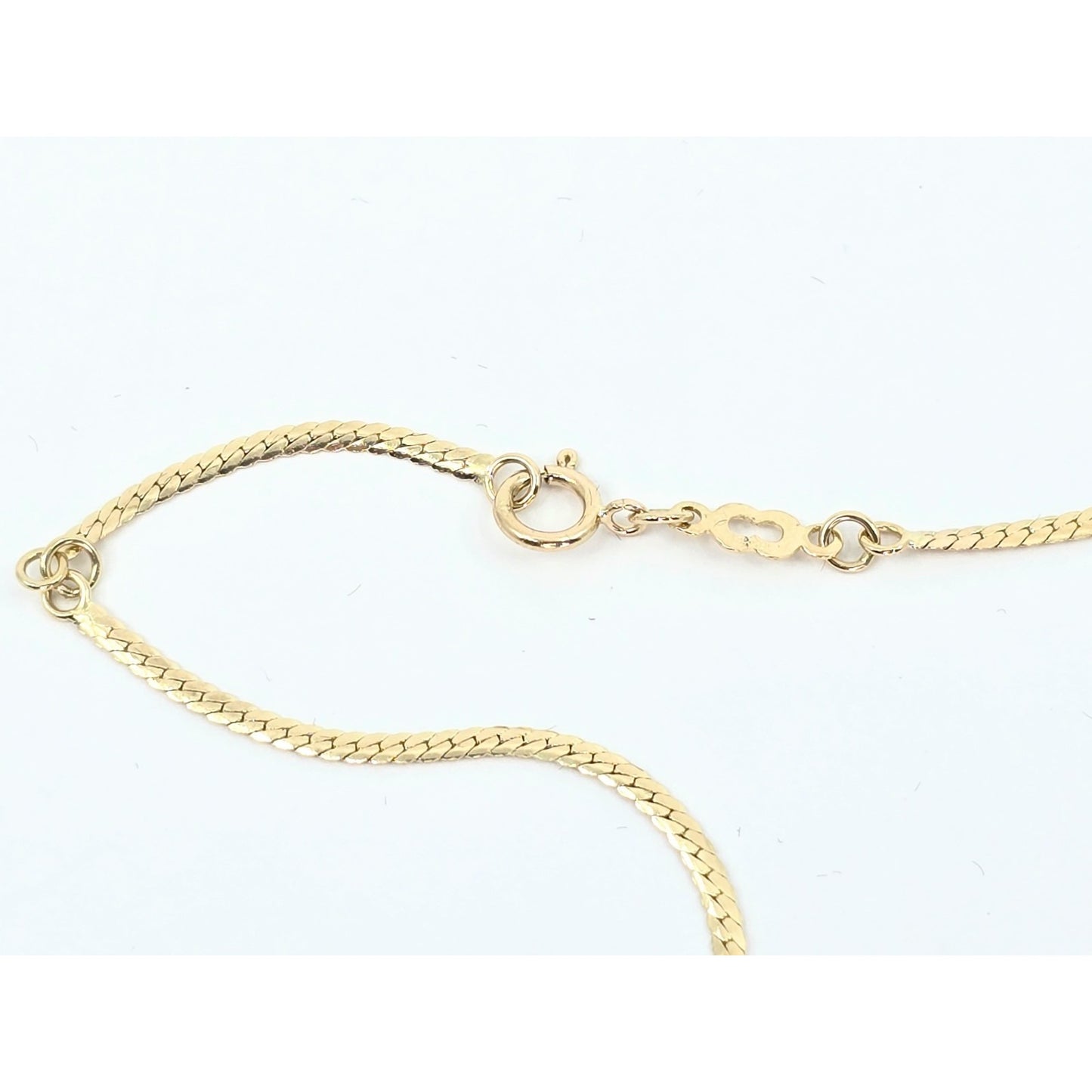 14K Yellow Gold Pearl & Diamond Resizable Choker Flat Link Chain Necklace