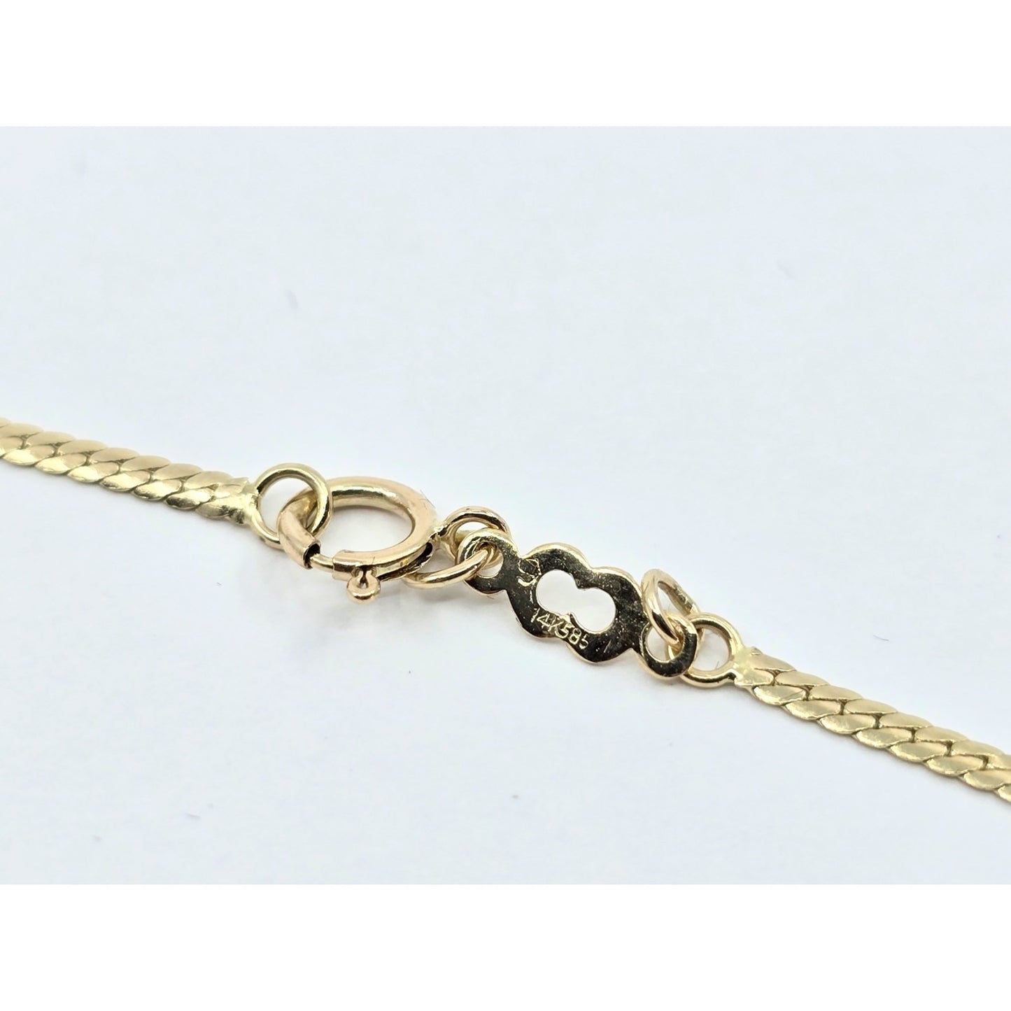 14K Yellow Gold Pearl & Diamond Resizable Choker Flat Link Chain Necklace