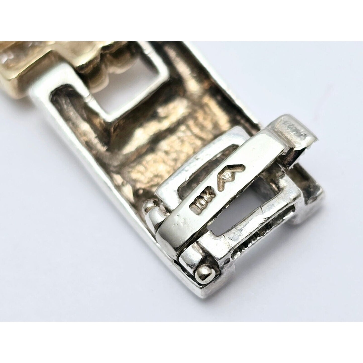 10K Yellow Gold & 925 Sterling Silver Diamond Link Bracelet