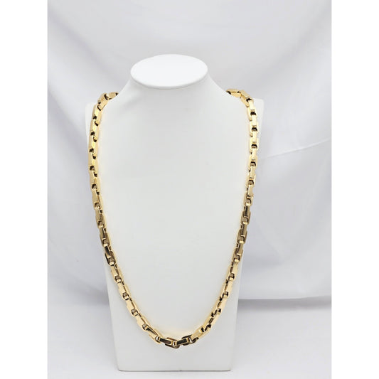 Large Heavy 18K Yellow Gold Fancy Link Chain Necklace