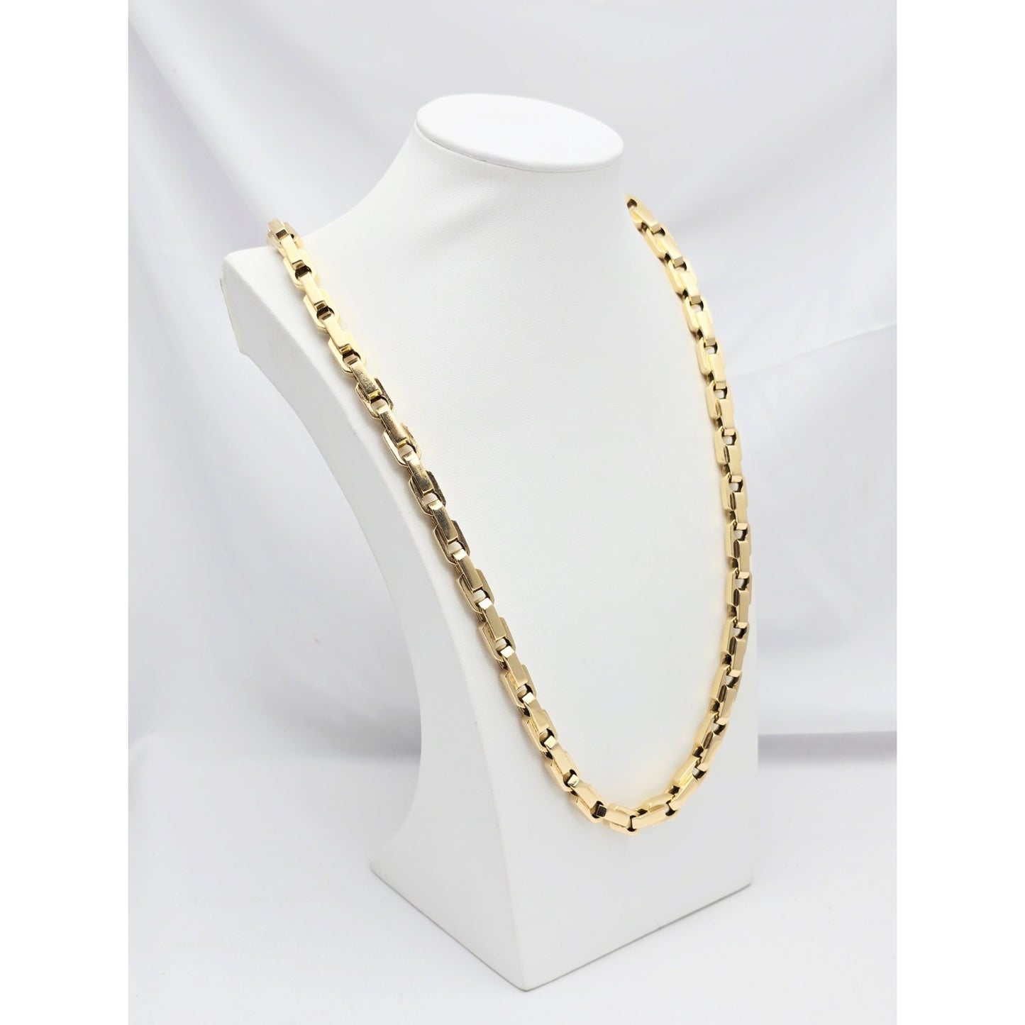 Large Heavy 18K Yellow Gold Fancy Link Chain Necklace