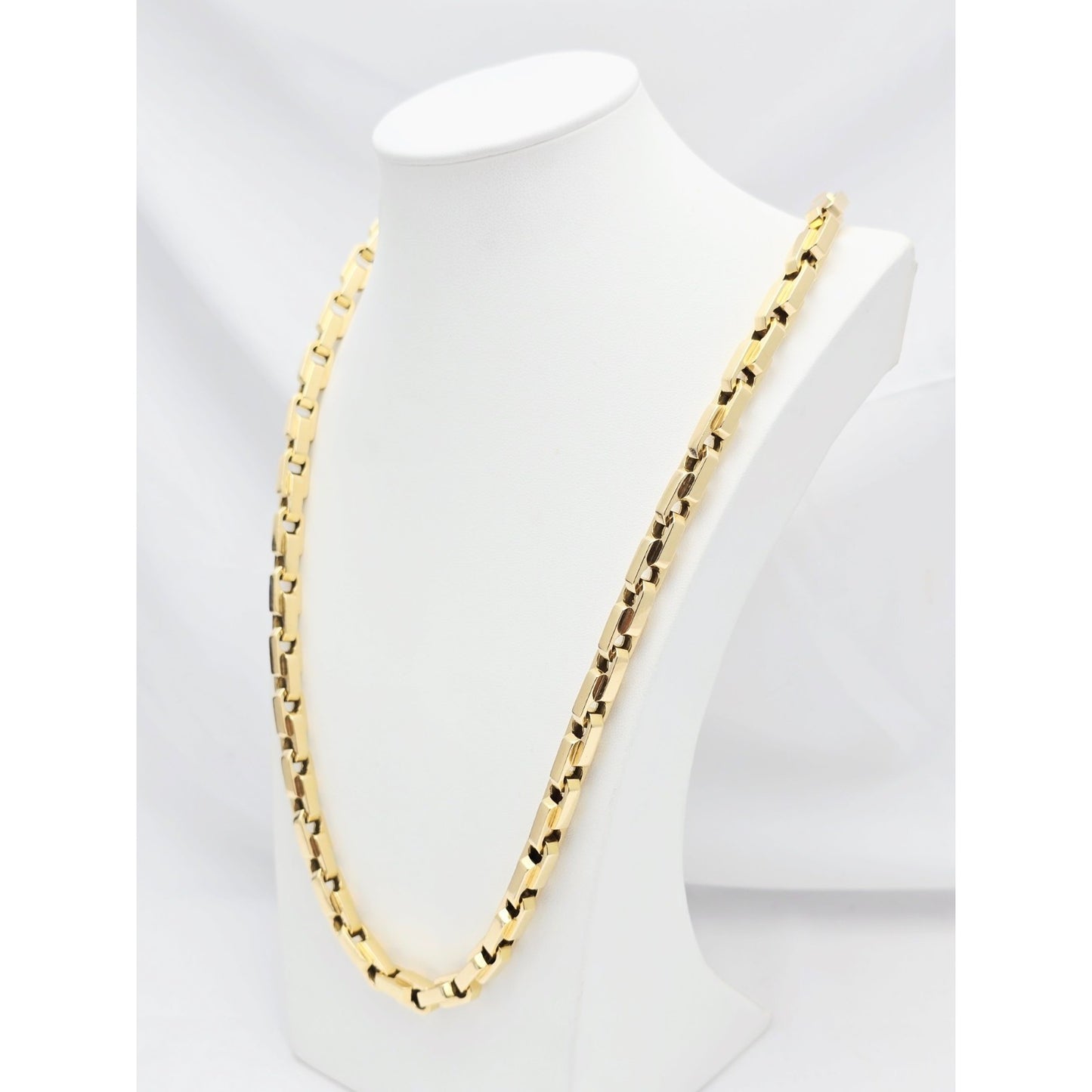 Large Heavy 18K Yellow Gold Fancy Link Chain Necklace