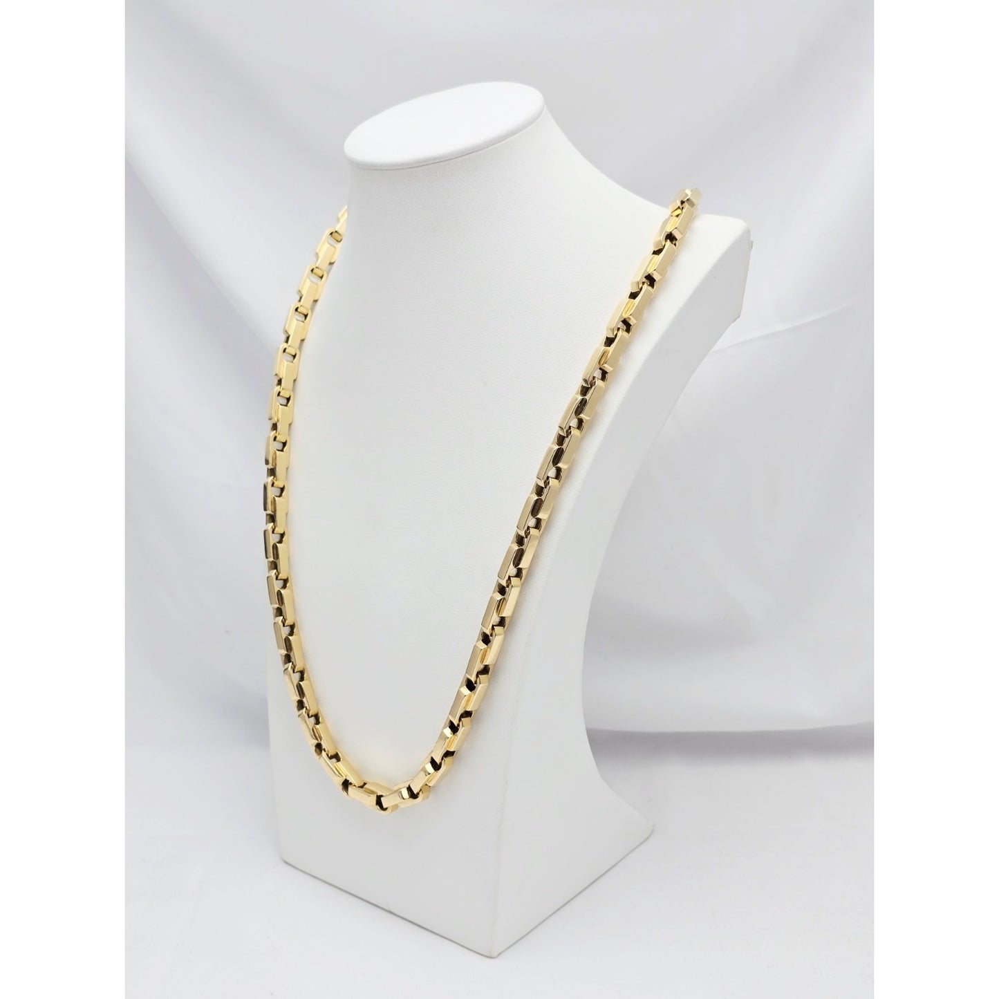 Large Heavy 18K Yellow Gold Fancy Link Chain Necklace
