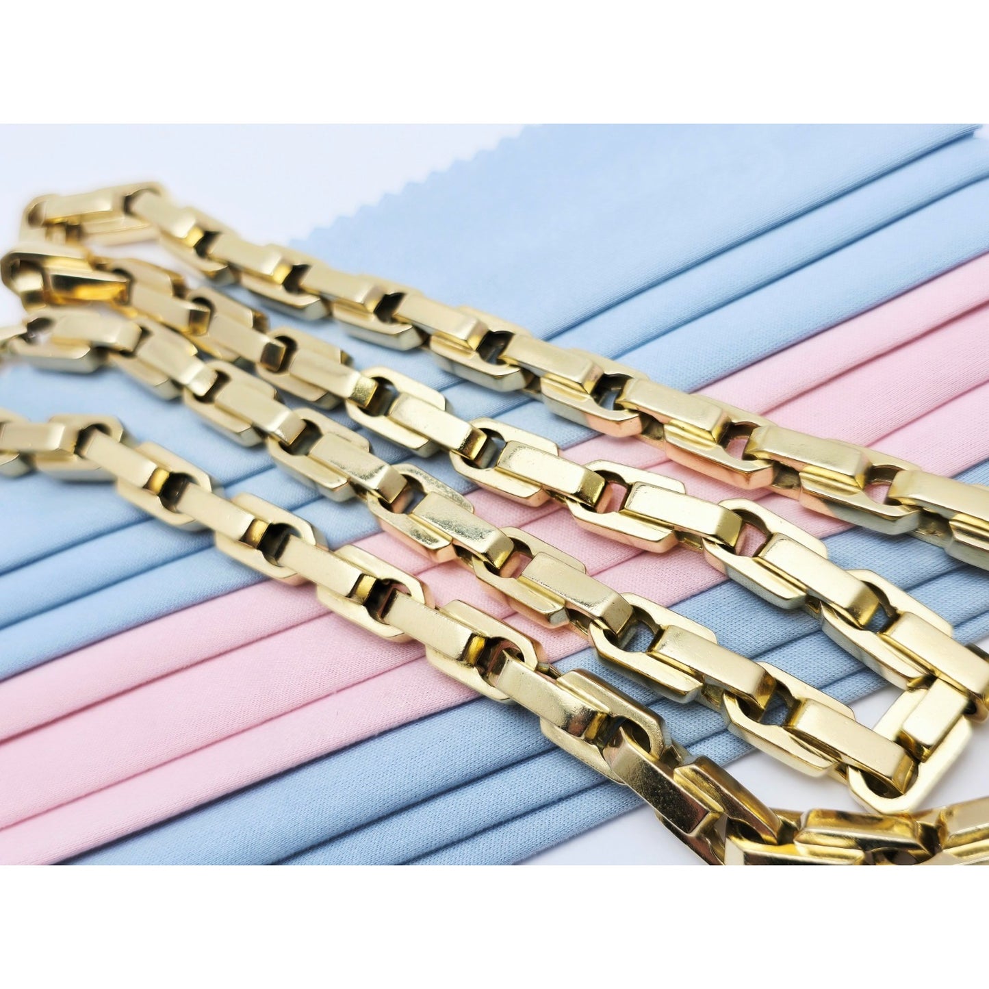 Large Heavy 18K Yellow Gold Fancy Link Chain Necklace