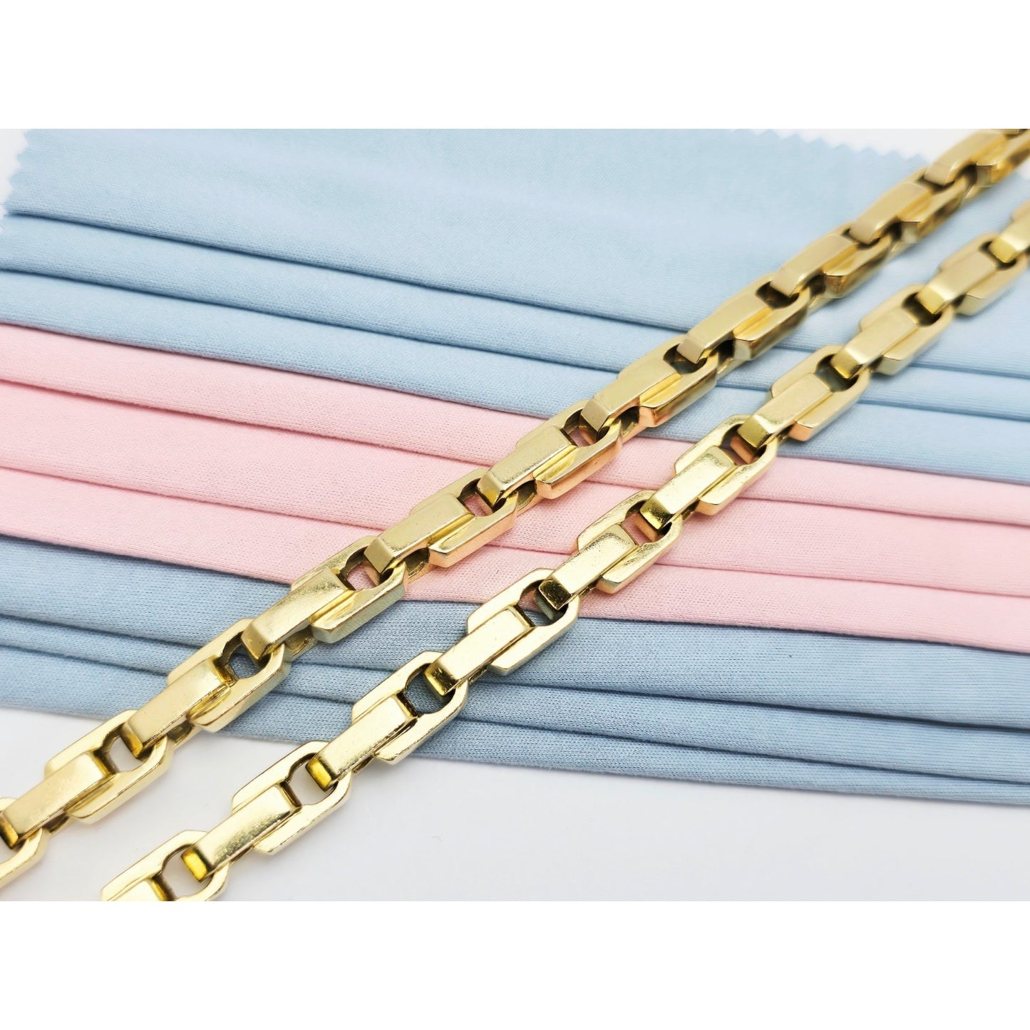 Large Heavy 18K Yellow Gold Fancy Link Chain Necklace