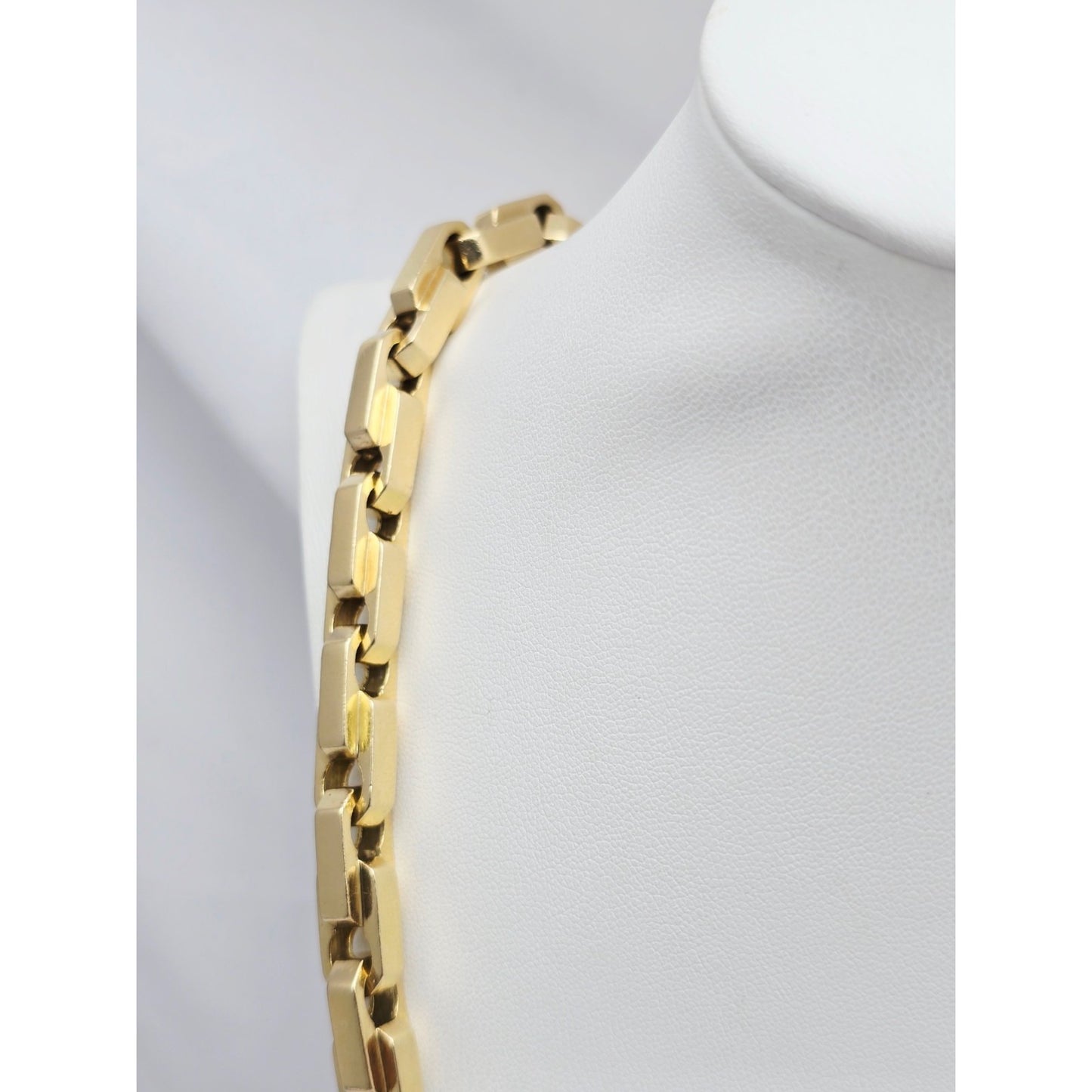 Large Heavy 18K Yellow Gold Fancy Link Chain Necklace