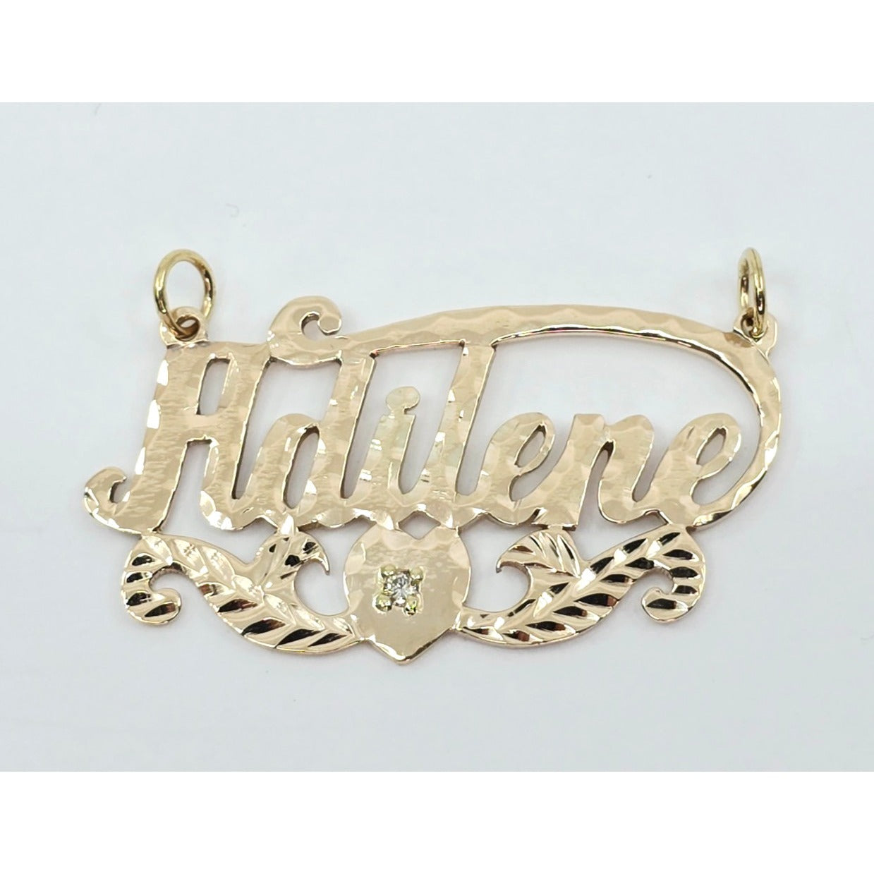 10K Yellow Gold Name Initial "Adilene" Diamond Charm Pendant