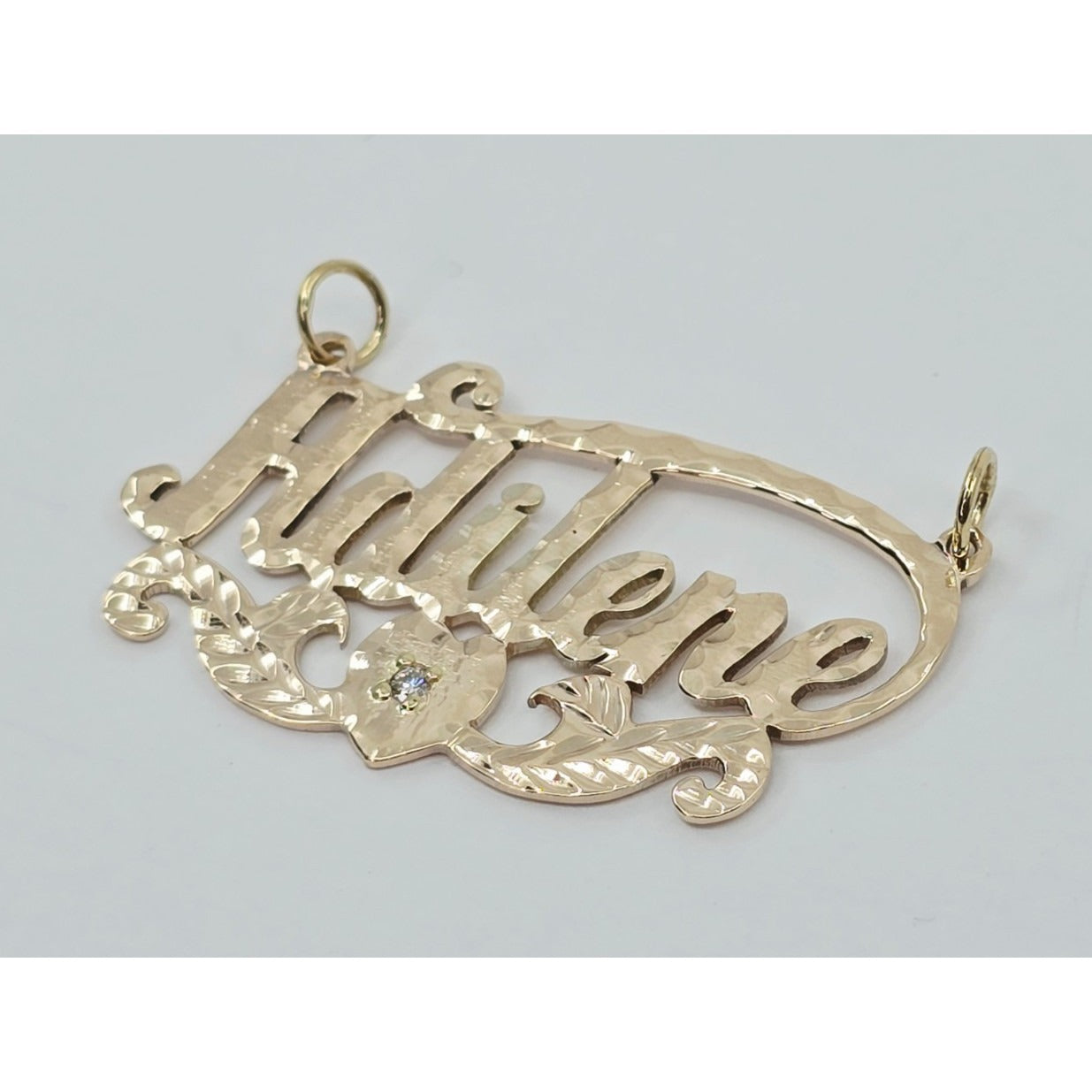 10K Yellow Gold Name Initial "Adilene" Diamond Charm Pendant