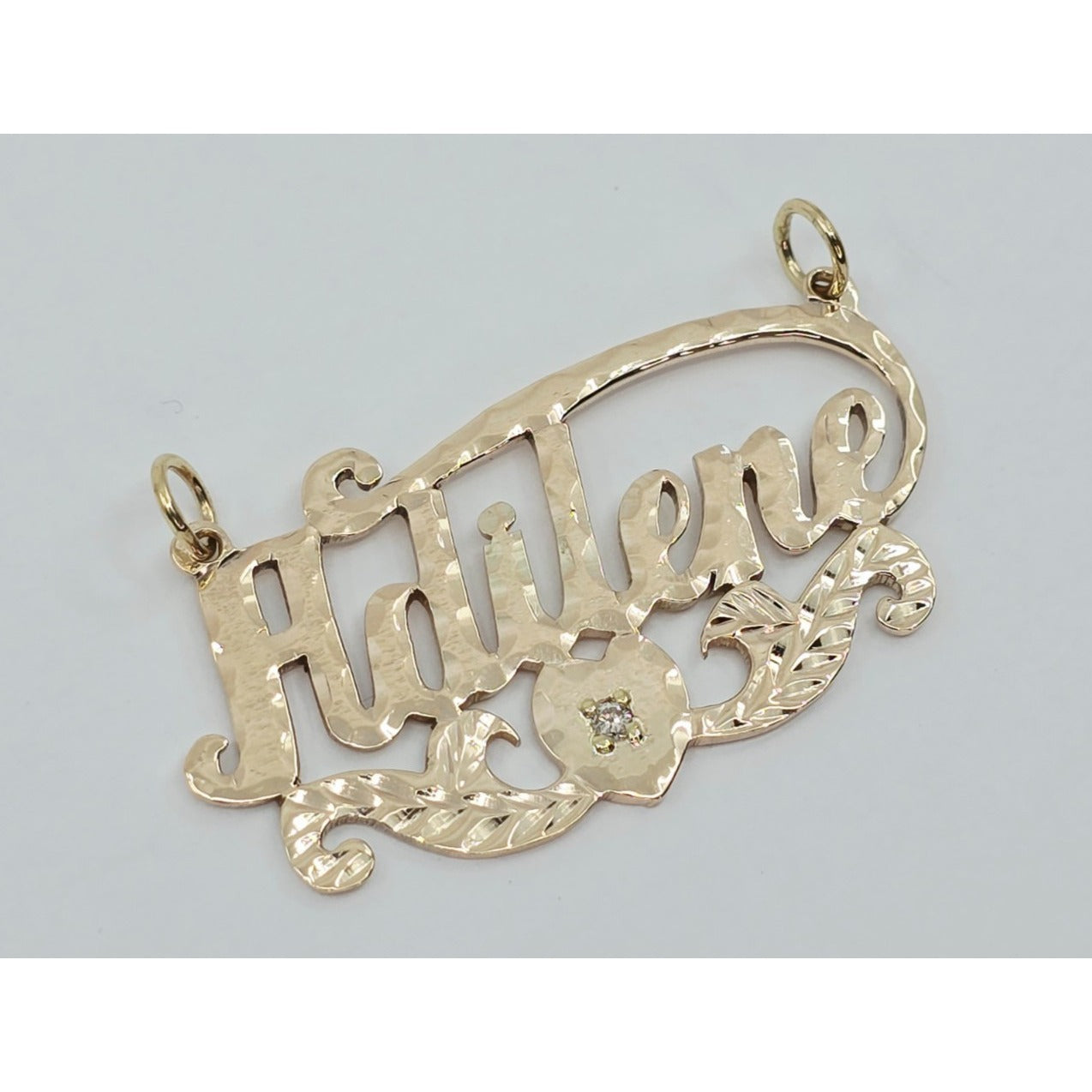 10K Yellow Gold Name Initial "Adilene" Diamond Charm Pendant