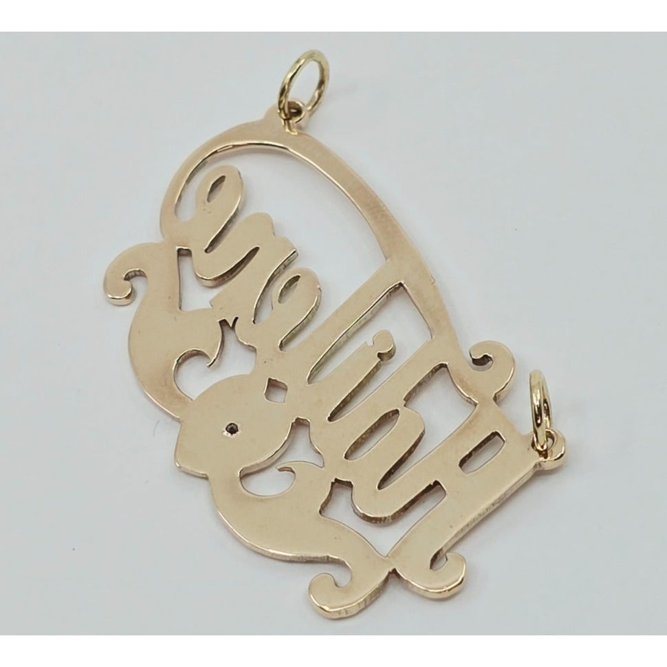 10K Yellow Gold Name Initial "Adilene" Diamond Charm Pendant