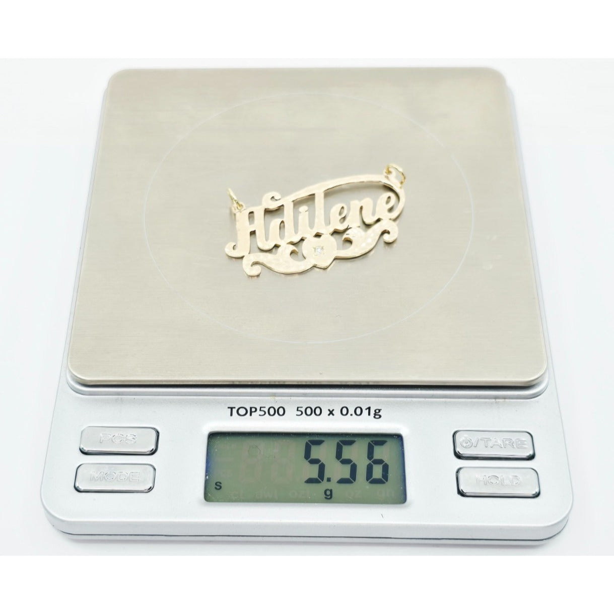 10K Yellow Gold Name Initial "Adilene" Diamond Charm Pendant