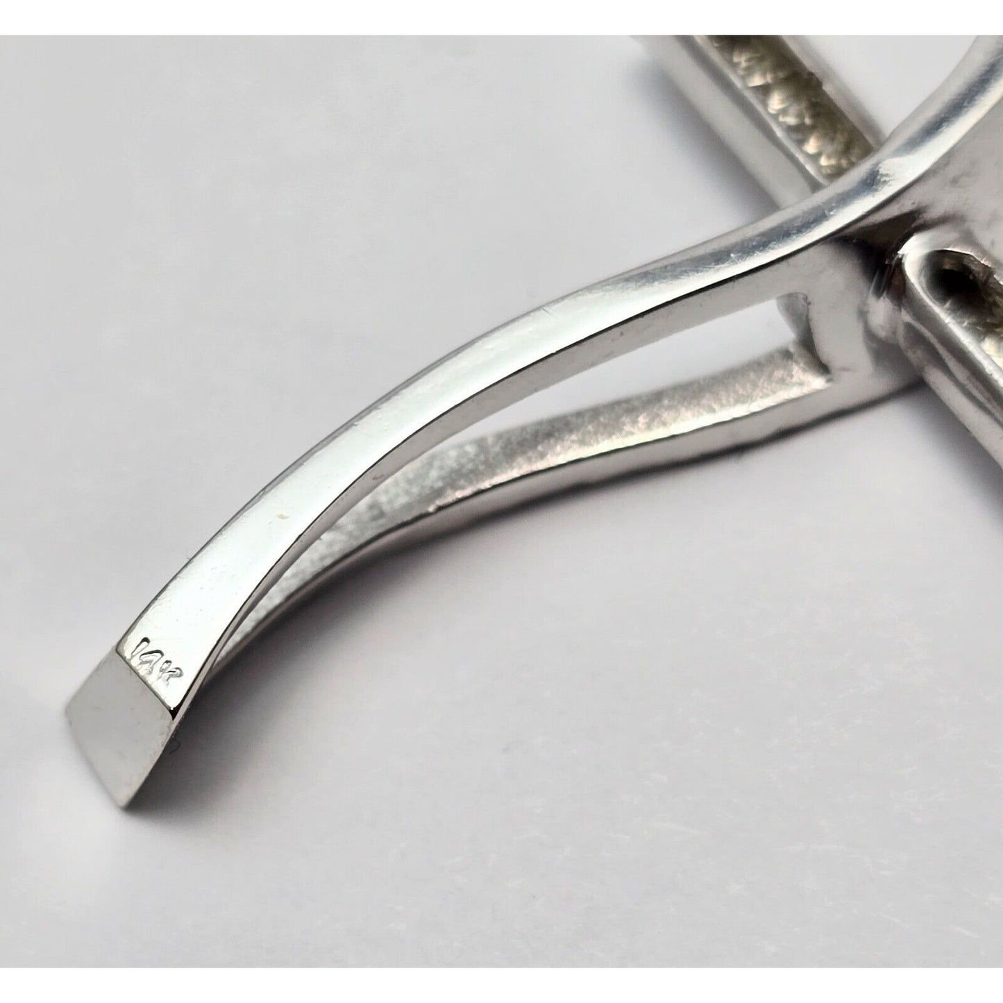 14K White Gold Diamond Wavy Cross Pendant Charm