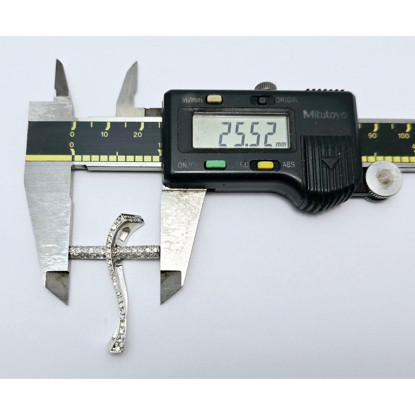 14K White Gold Diamond Wavy Cross Pendant Charm