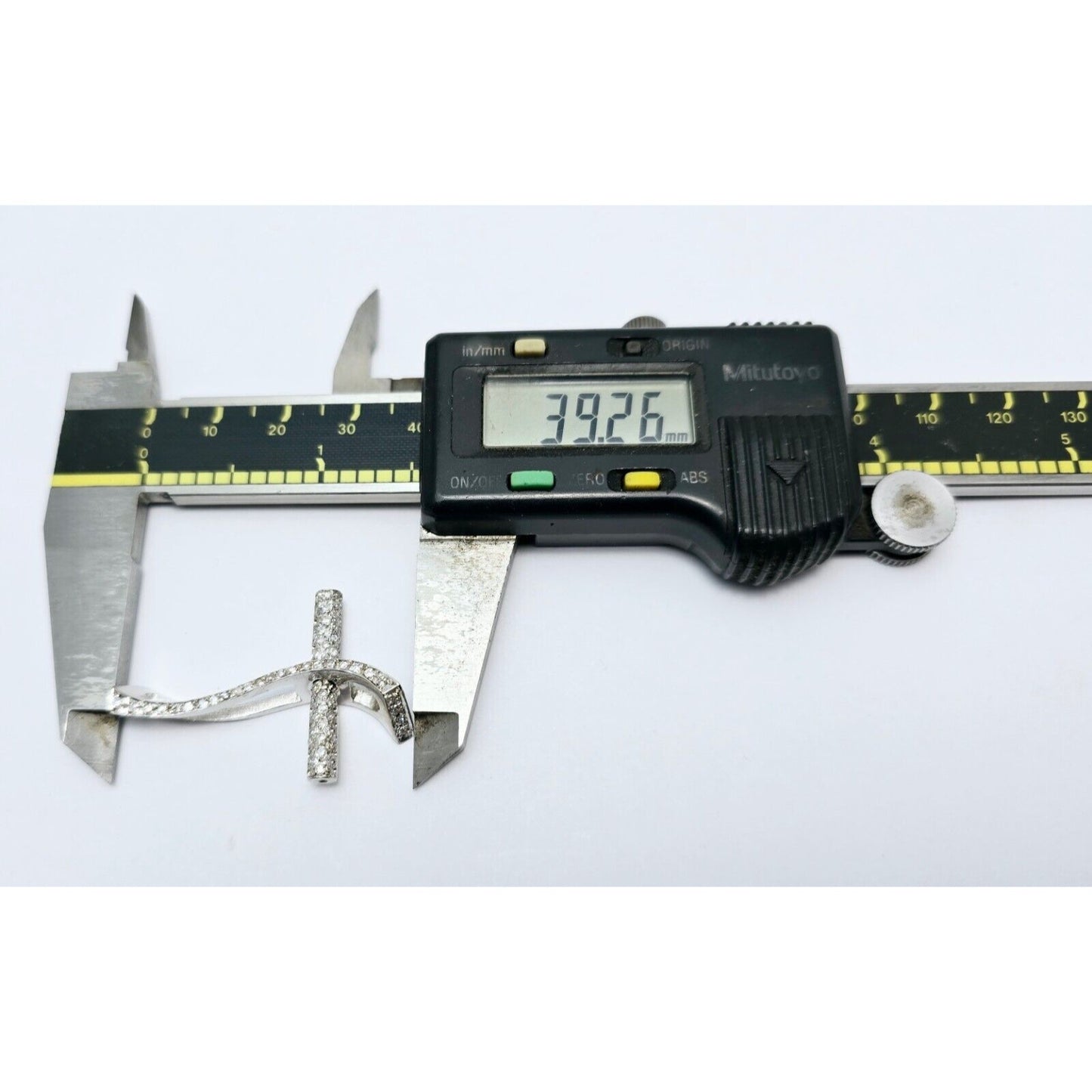 14K White Gold Diamond Wavy Cross Pendant Charm