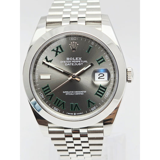 Rolex DateJust 41mm Wimbledon Roman Dial Swiss Stainless Jubilee 126300 Watch
