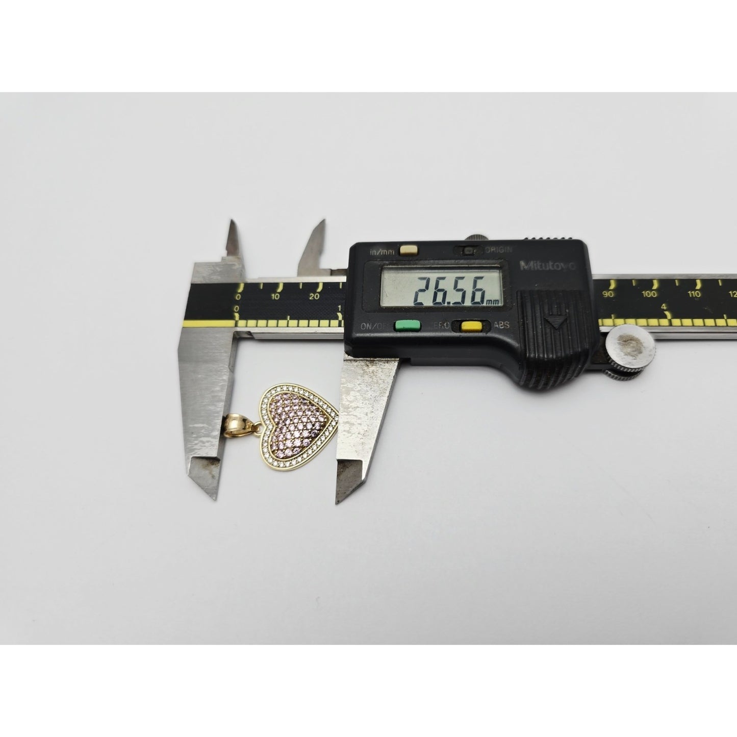 14K Yellow Gold Puffy Heart CZ Charm Pendant