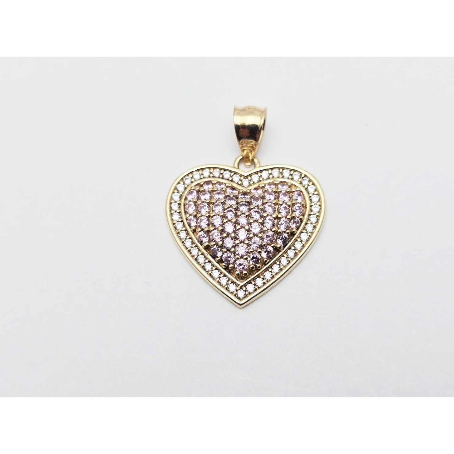 14K Yellow Gold Puffy Heart CZ Charm Pendant