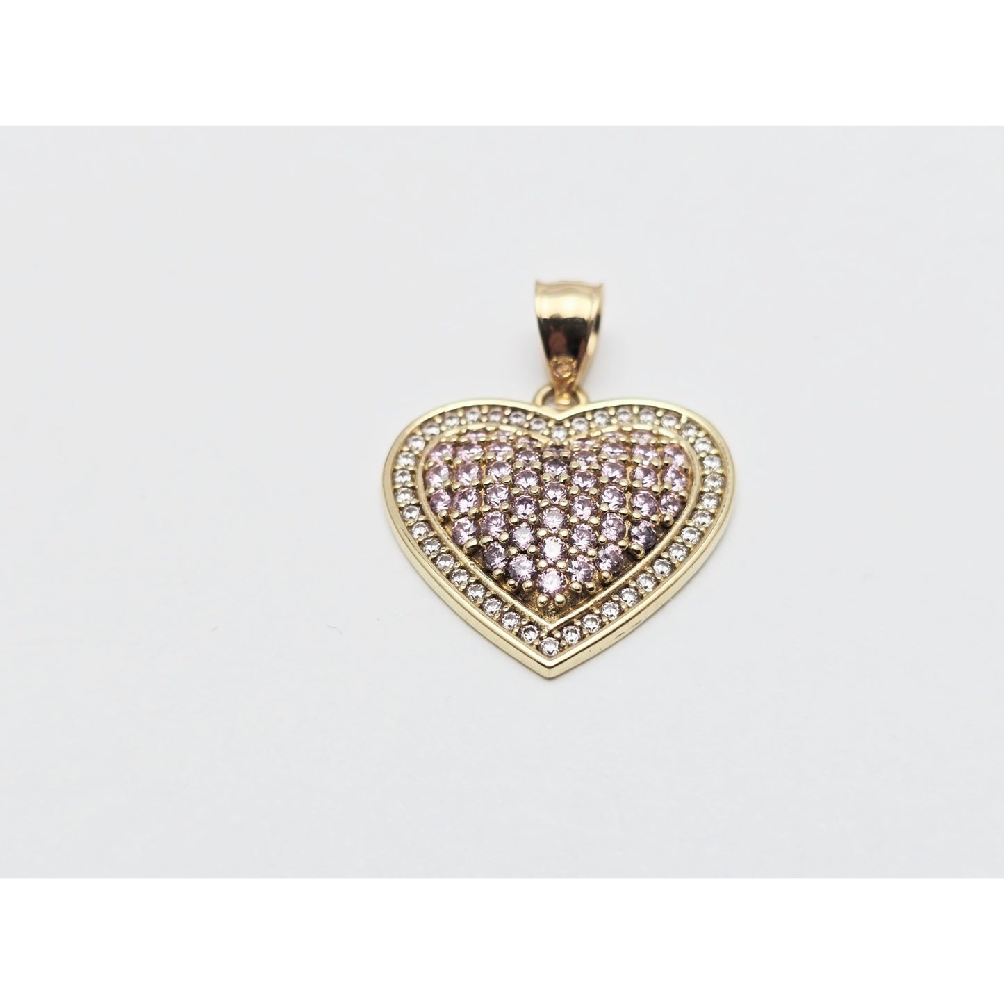 14K Yellow Gold Puffy Heart CZ Charm Pendant