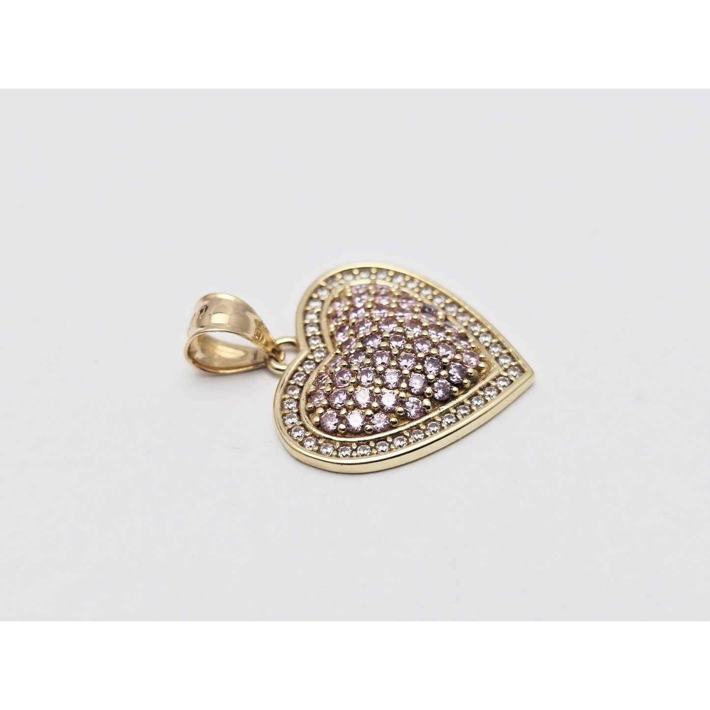 14K Yellow Gold Puffy Heart CZ Charm Pendant