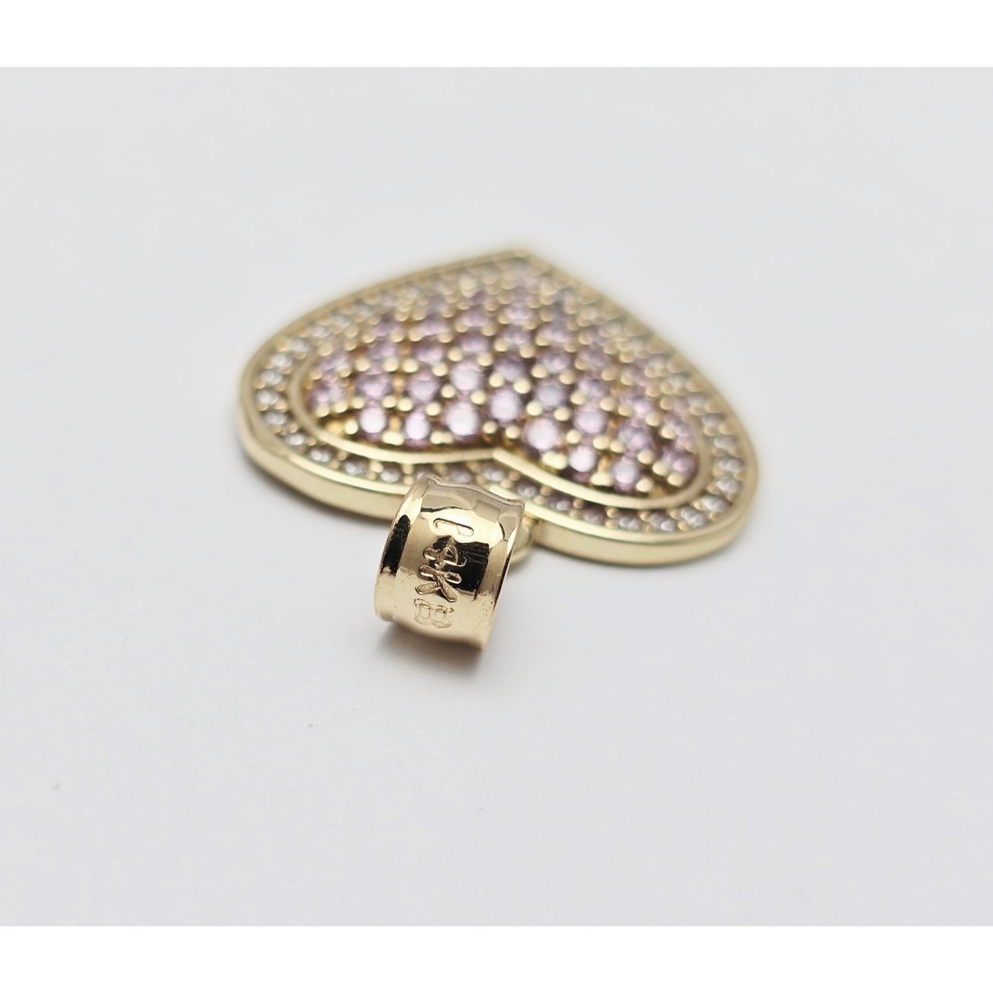 14K Yellow Gold Puffy Heart CZ Charm Pendant