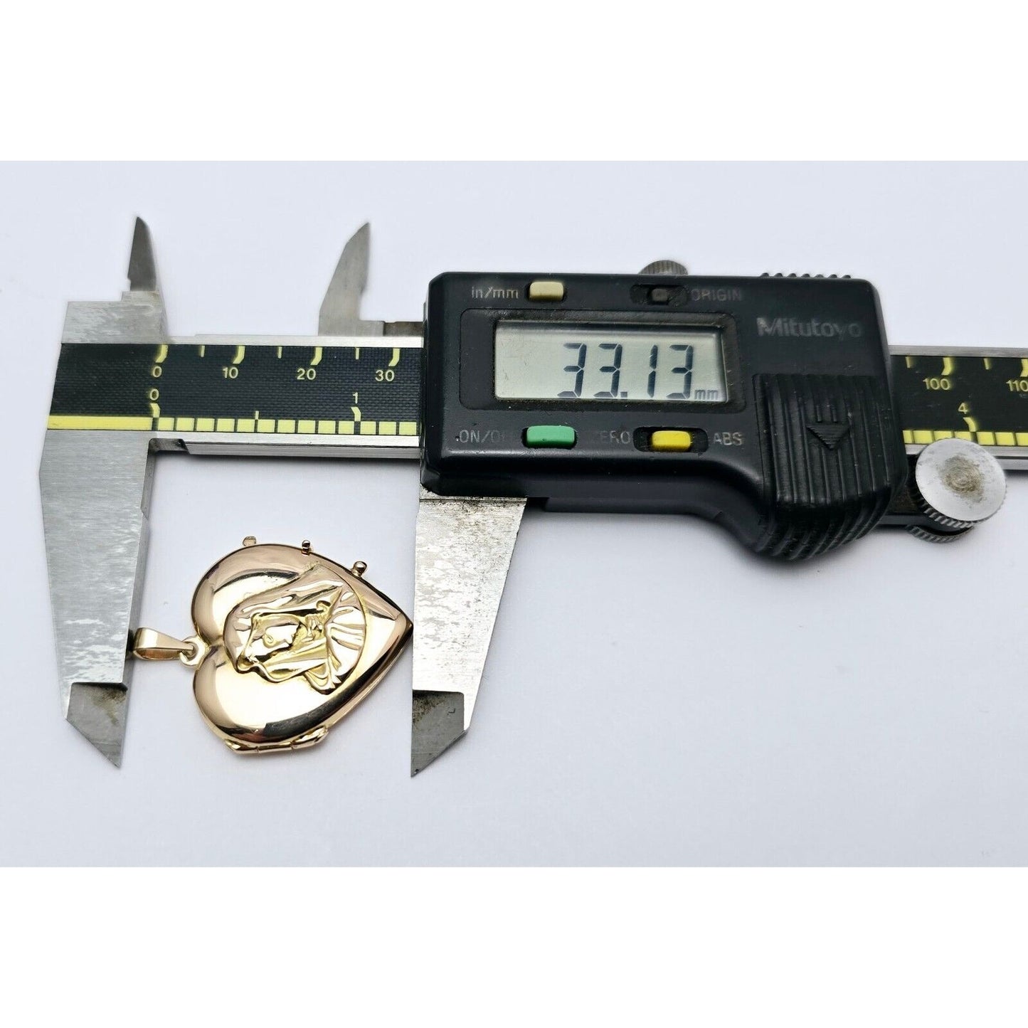 18K Yellow Gold Saint Mary Heart Locket Charm Pendant