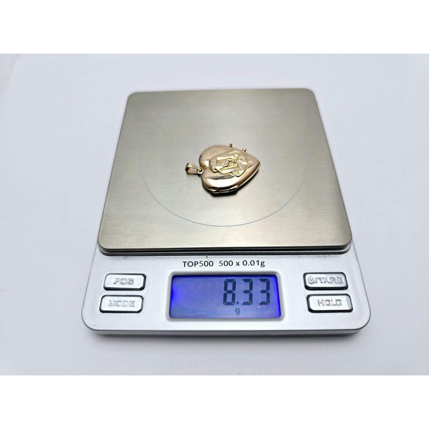 18K Yellow Gold Saint Mary Heart Locket Charm Pendant