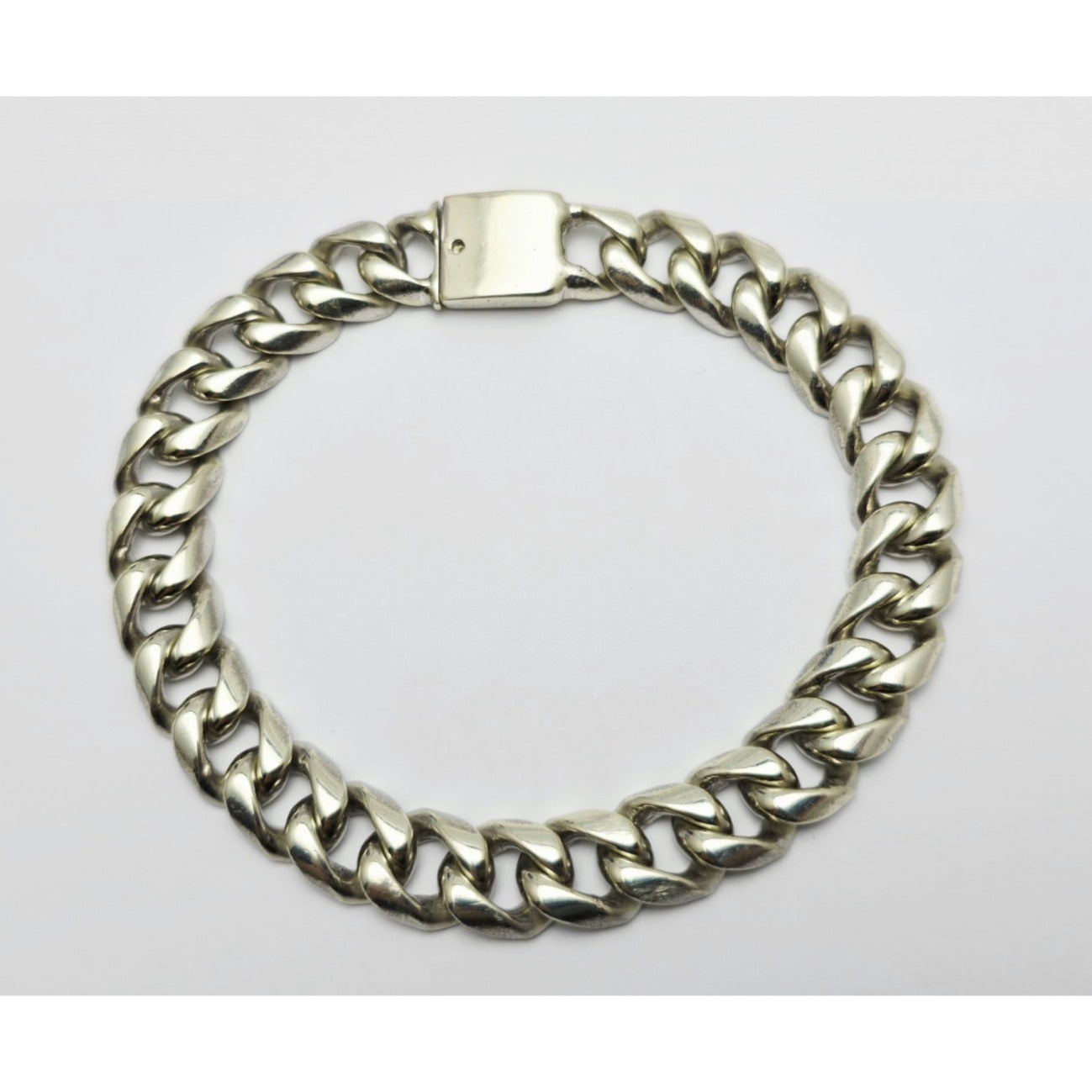 Fancy 14K White Gold Cuban Link Bracelet