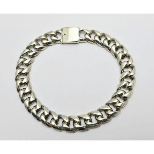 Fancy 14K White Gold Cuban Link Bracelet