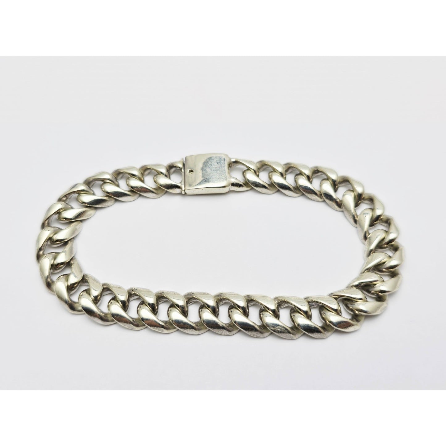 Fancy 14K White Gold Cuban Link Bracelet