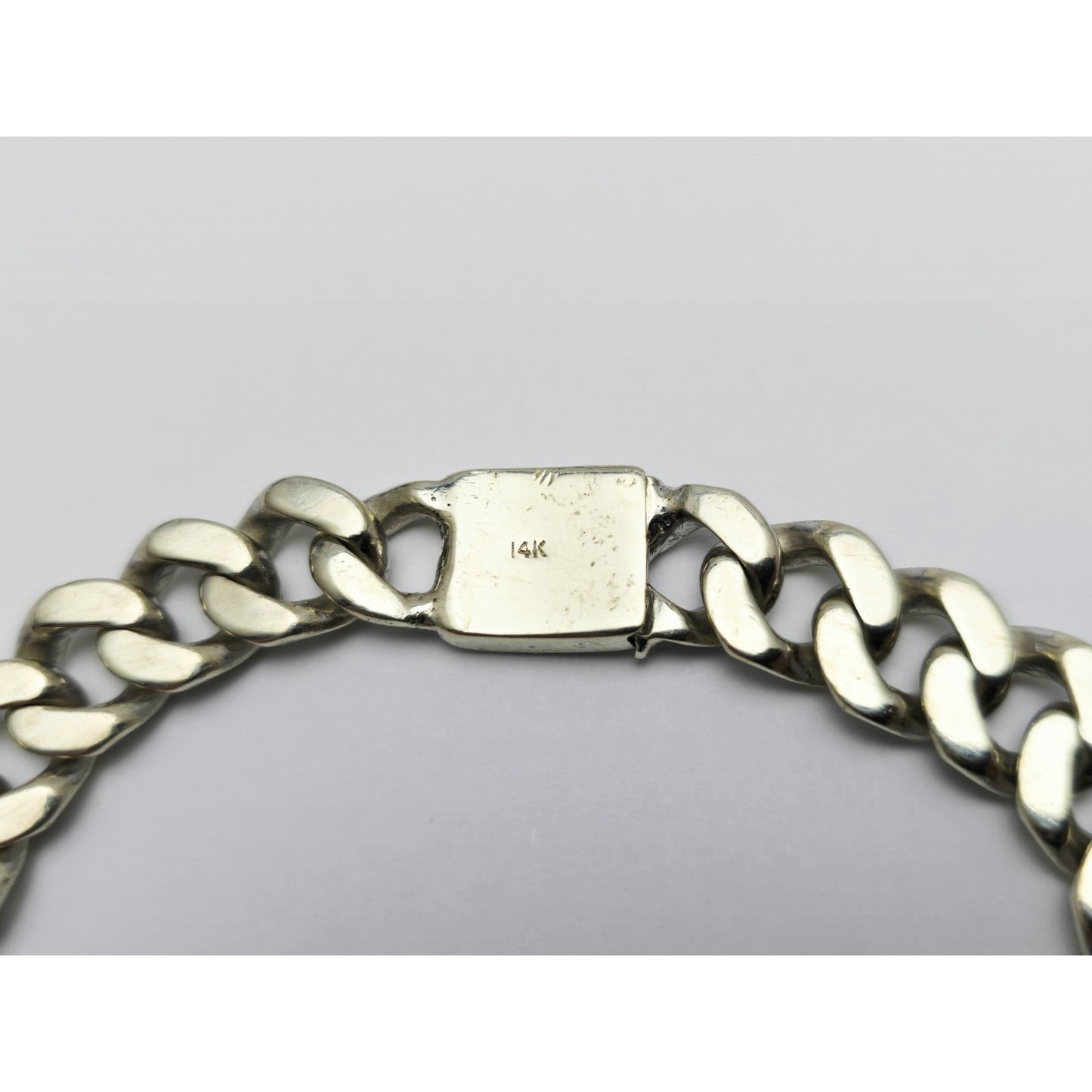 Fancy 14K White Gold Cuban Link Bracelet