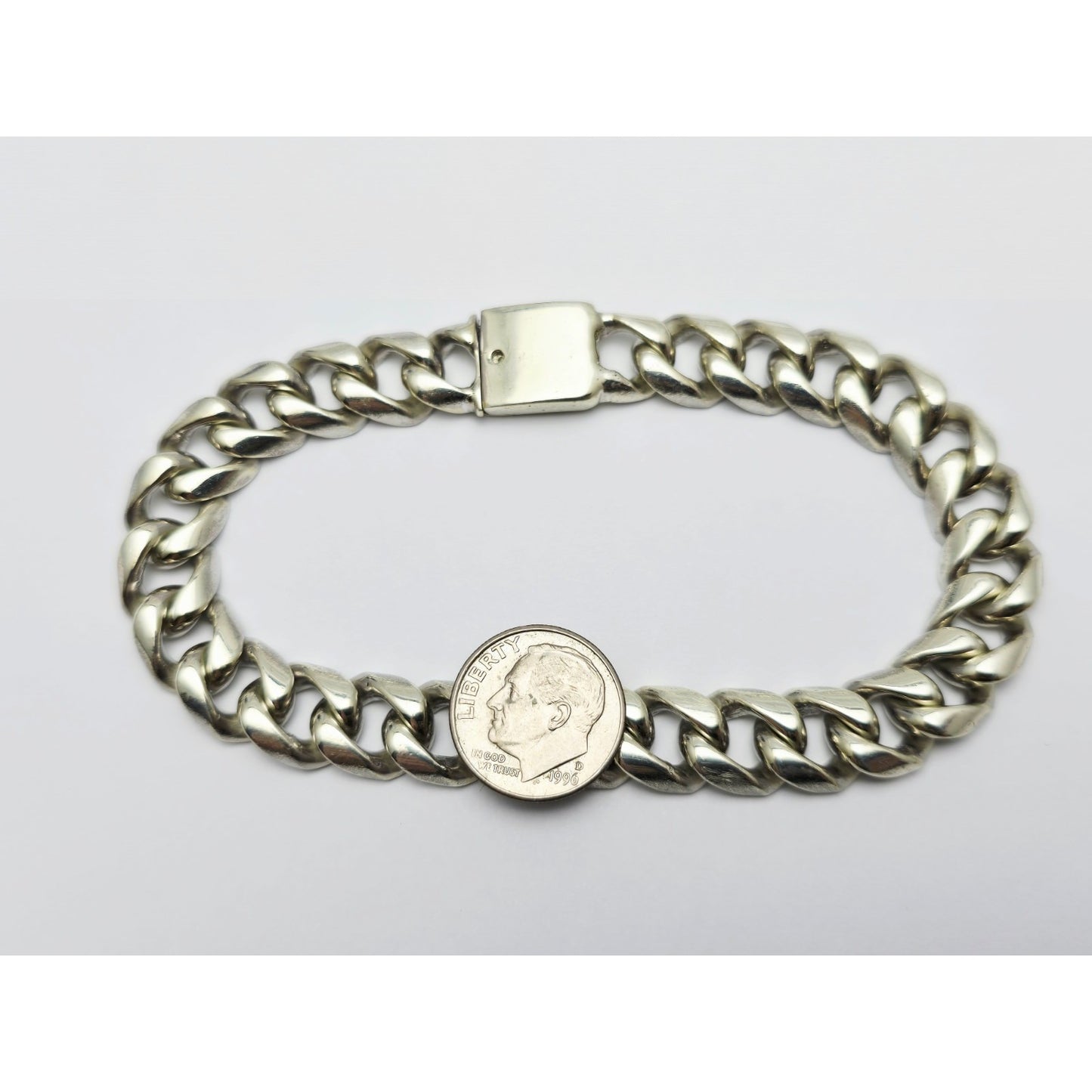 Fancy 14K White Gold Cuban Link Bracelet