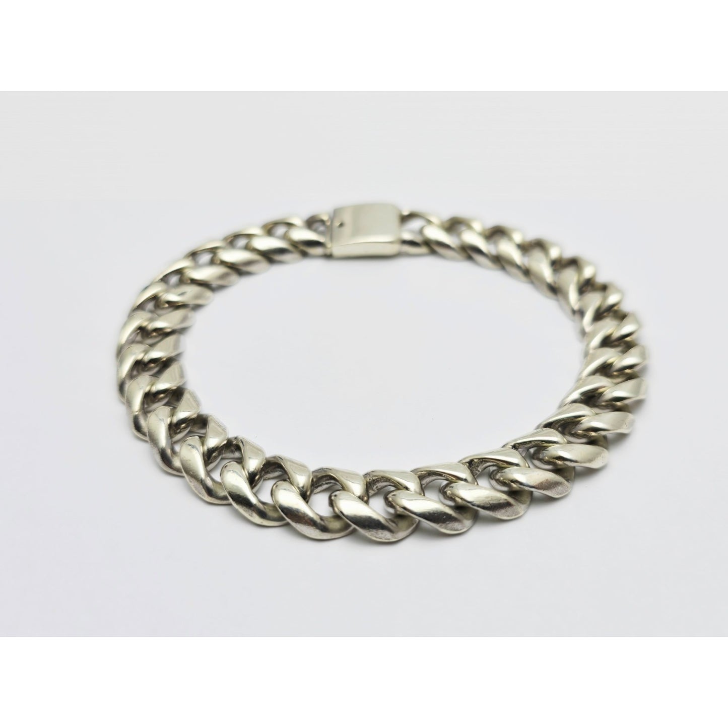 Fancy 14K White Gold Cuban Link Bracelet
