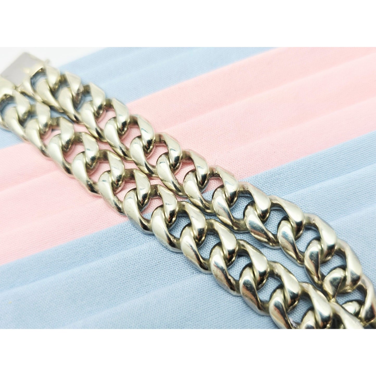 Fancy 14K White Gold Cuban Link Bracelet