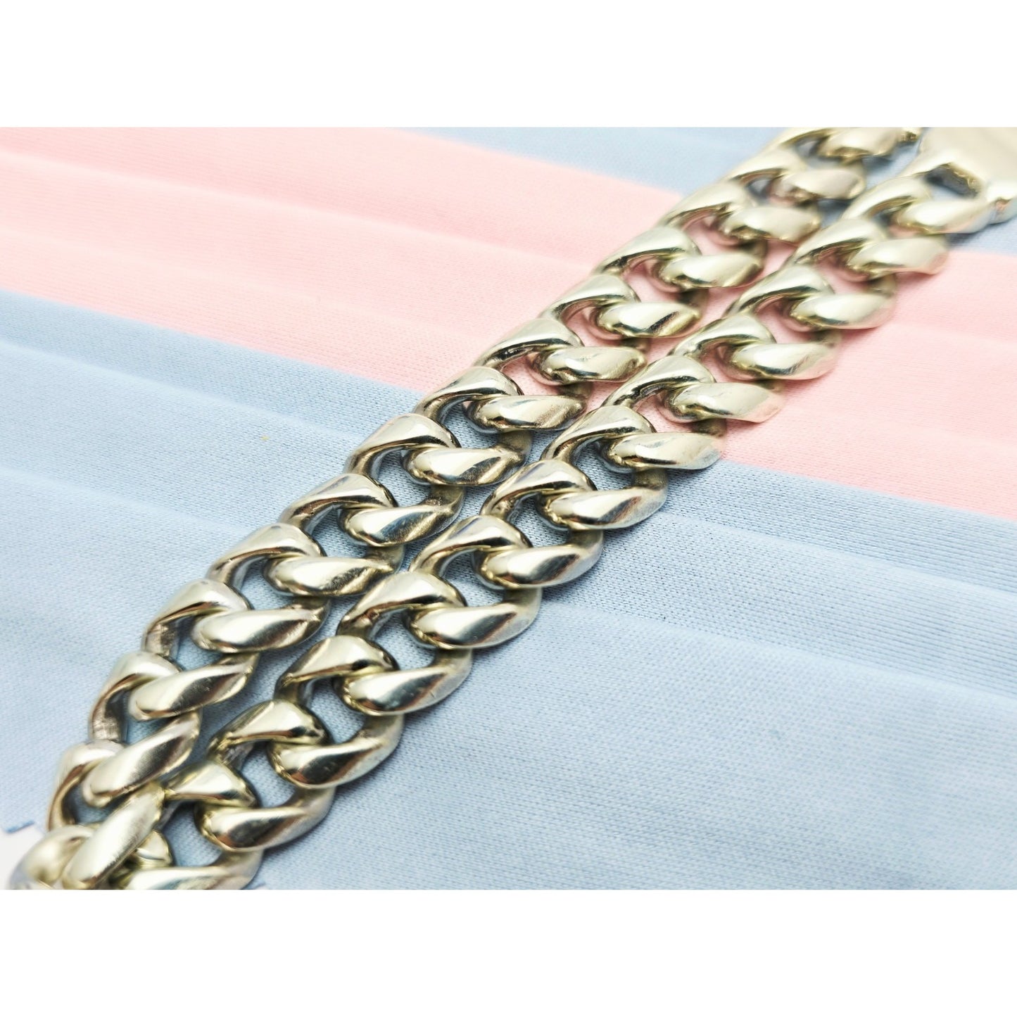 Fancy 14K White Gold Cuban Link Bracelet