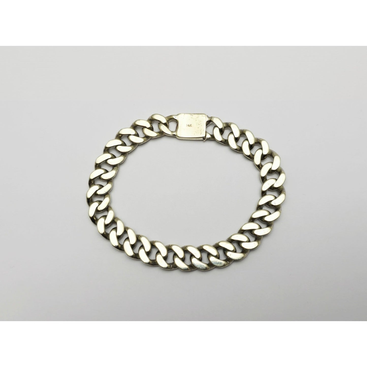 Fancy 14K White Gold Cuban Link Bracelet