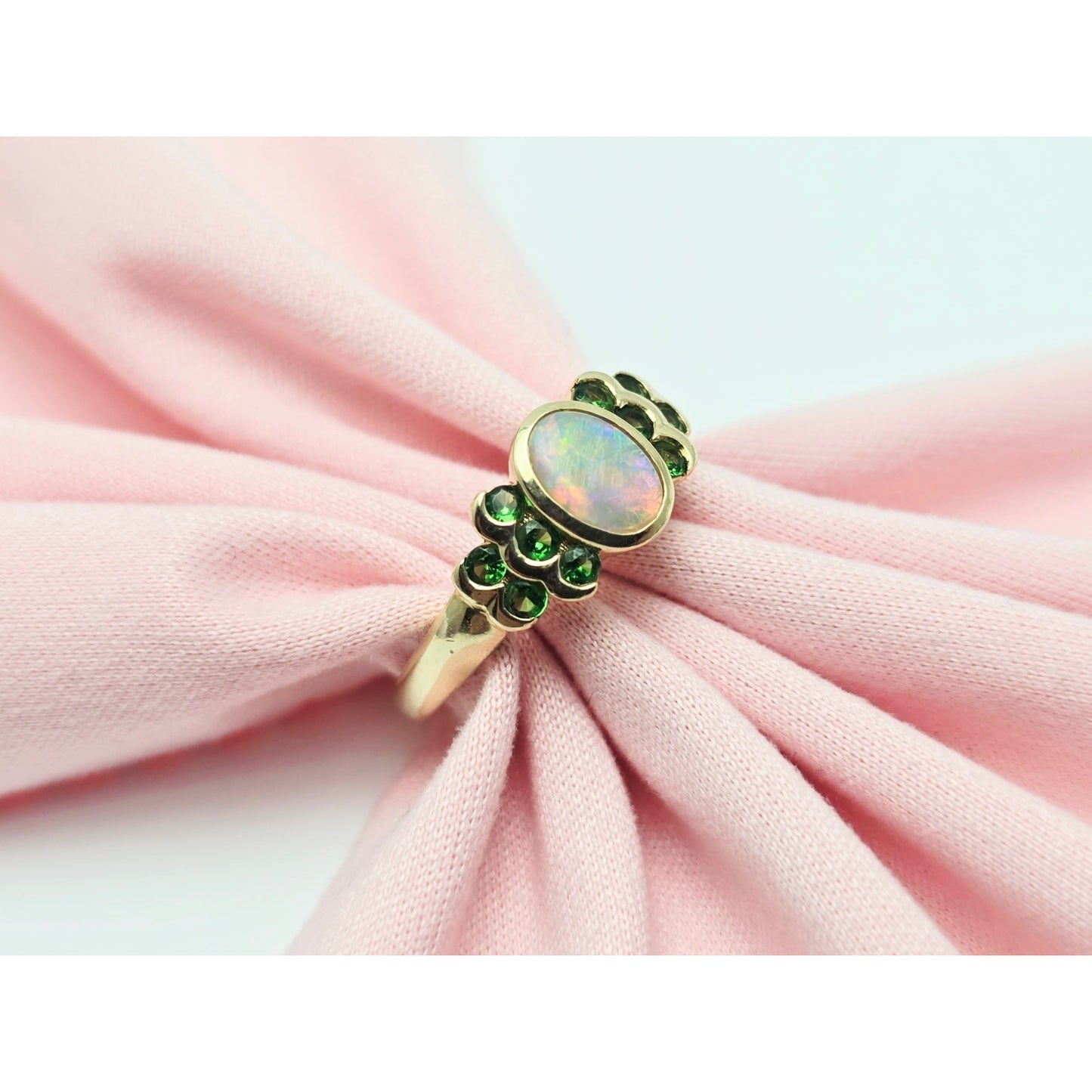 14K Yellow Gold Opal & Chrysoprase Ring