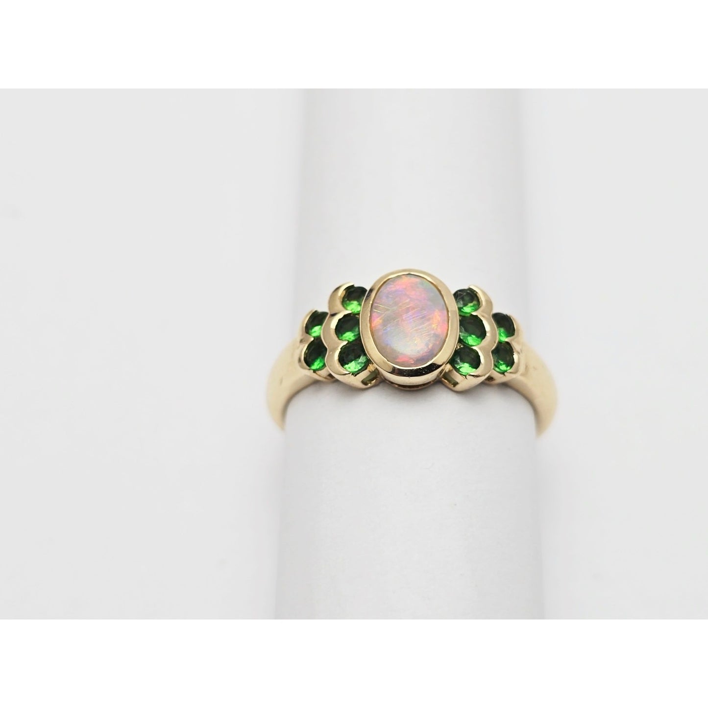14K Yellow Gold Opal & Chrysoprase Ring