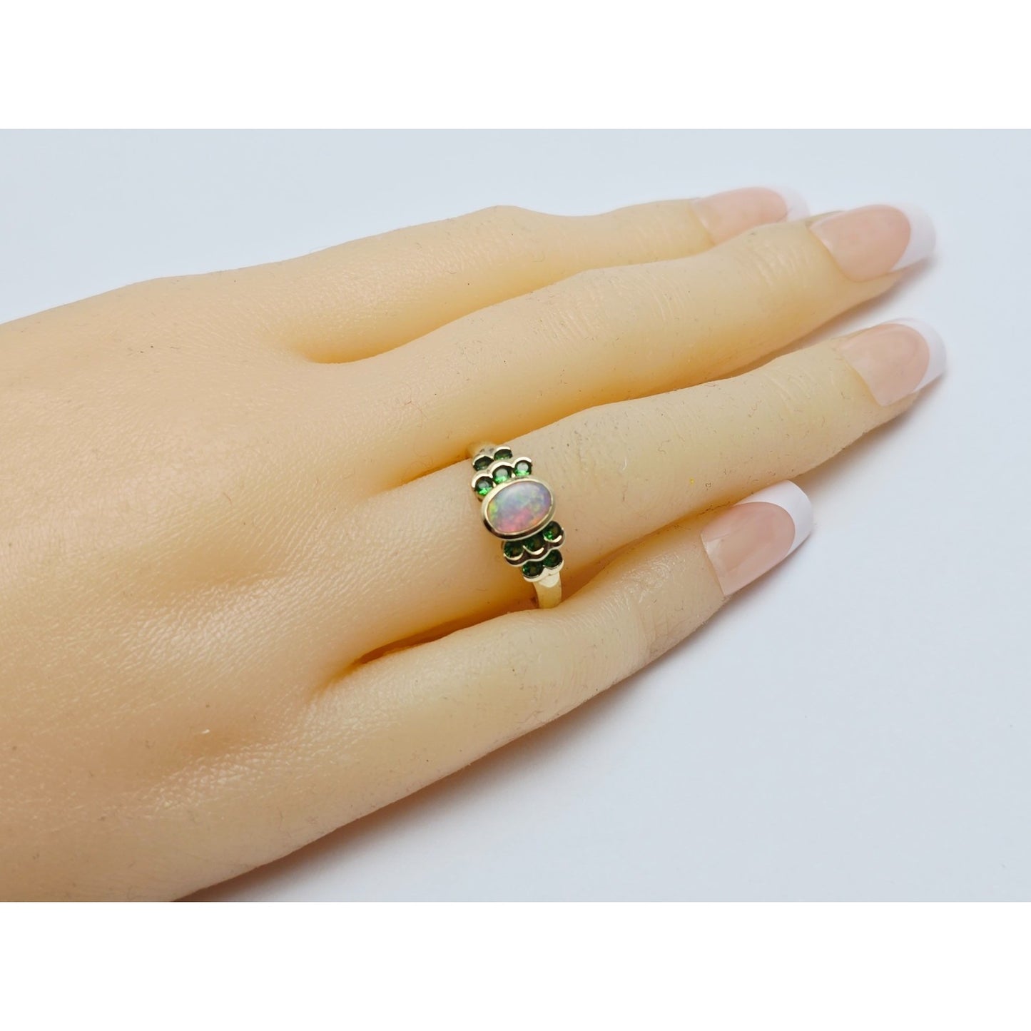 14K Yellow Gold Opal & Chrysoprase Ring