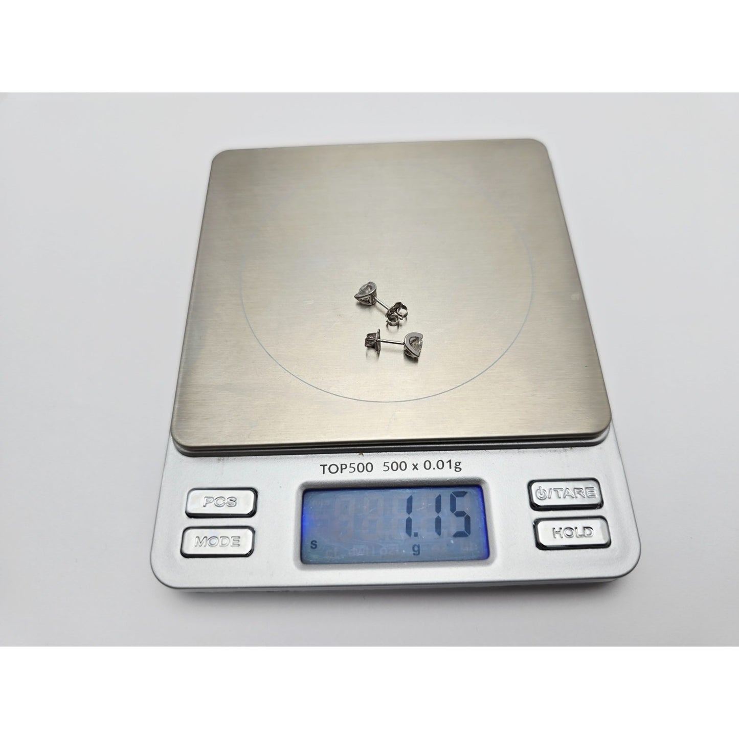 14K White Gold Round Cut Diamond Stud Earrings