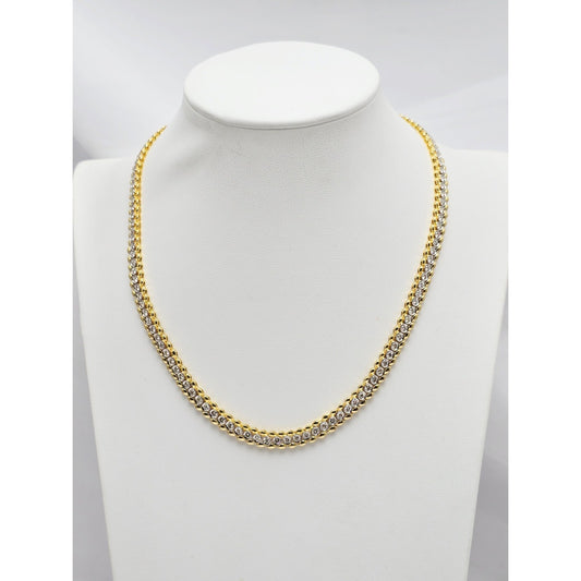 18K Yellow Gold Diamond Tennis Link Chain Necklace