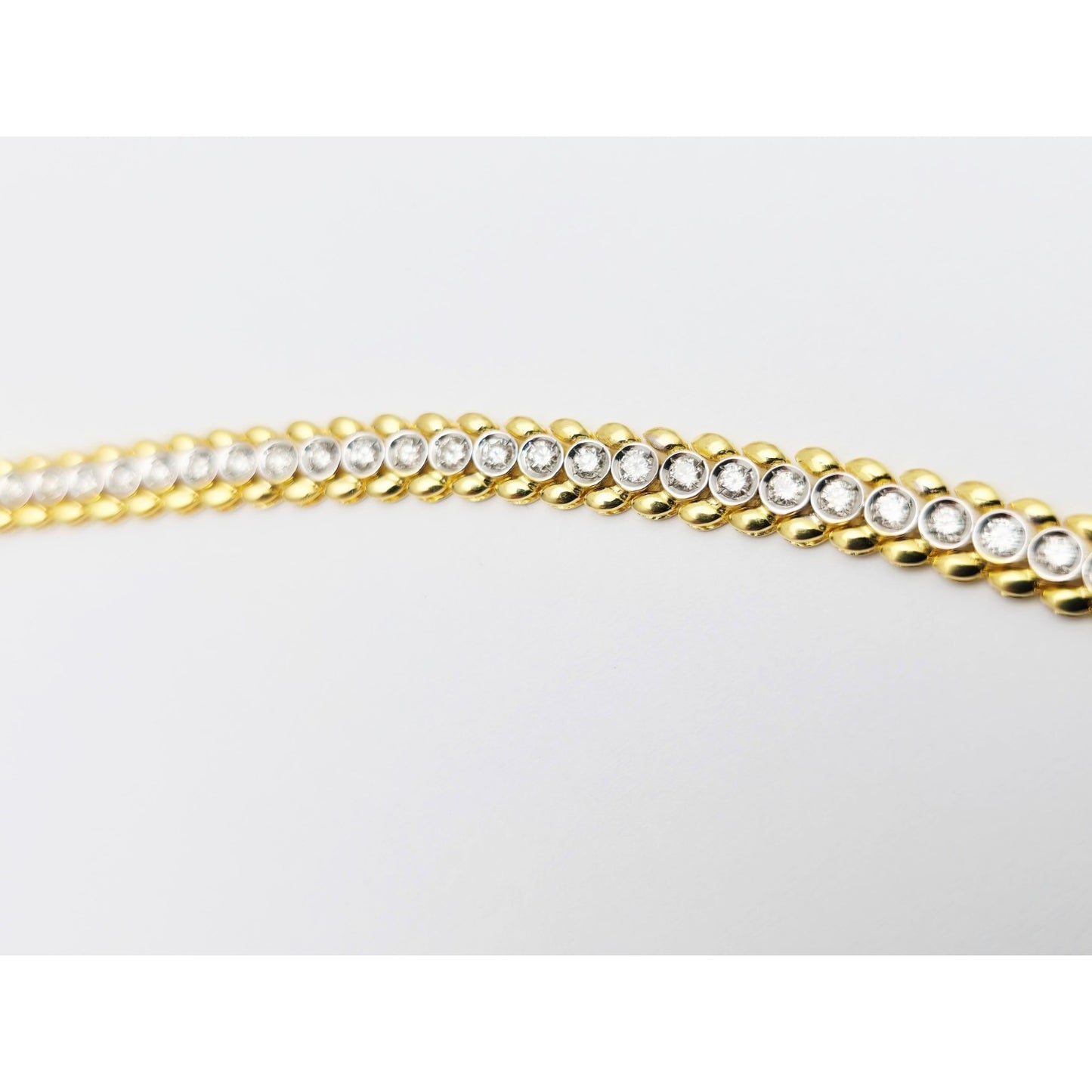 18K Yellow Gold Diamond Tennis Link Chain Necklace