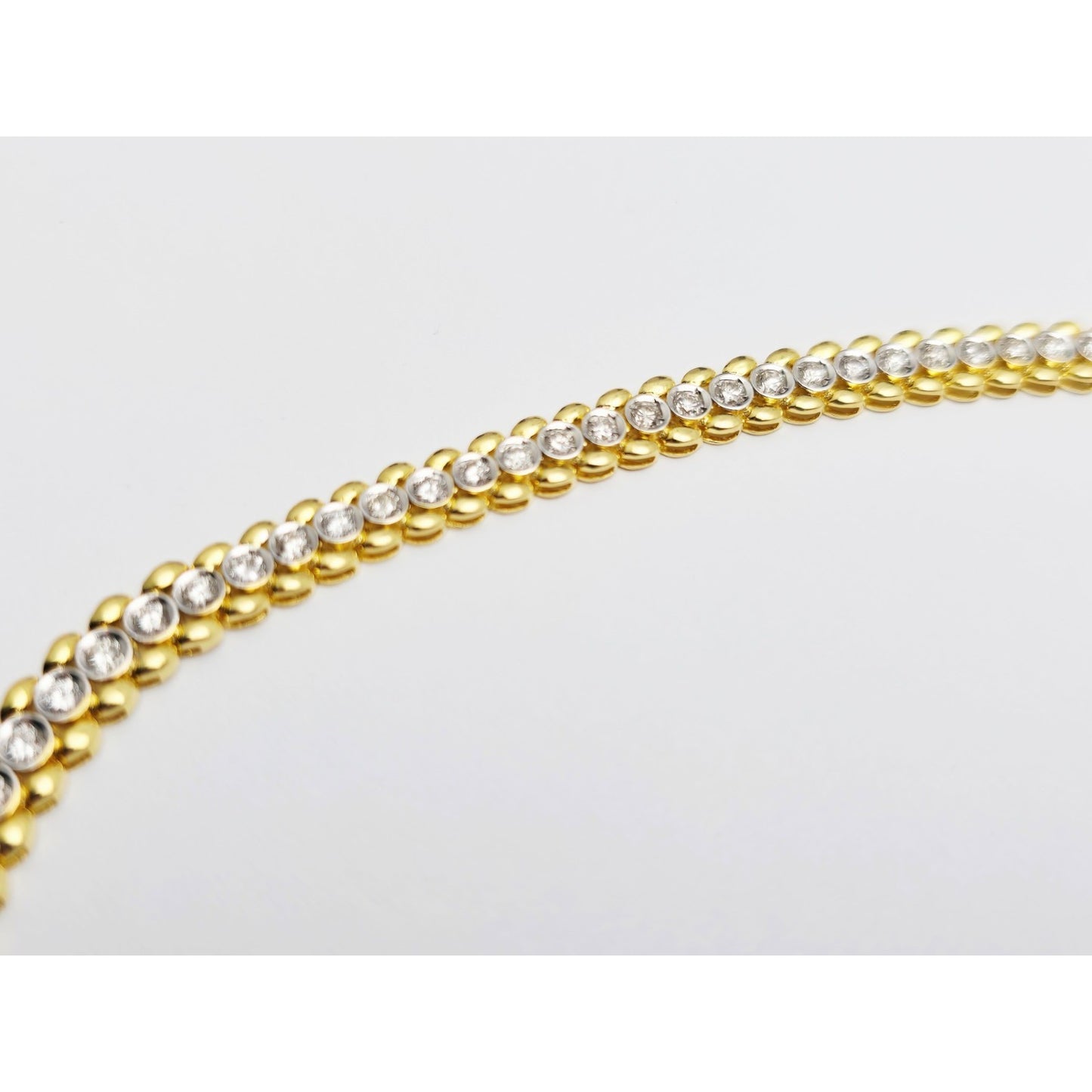 18K Yellow Gold Diamond Tennis Link Chain Necklace