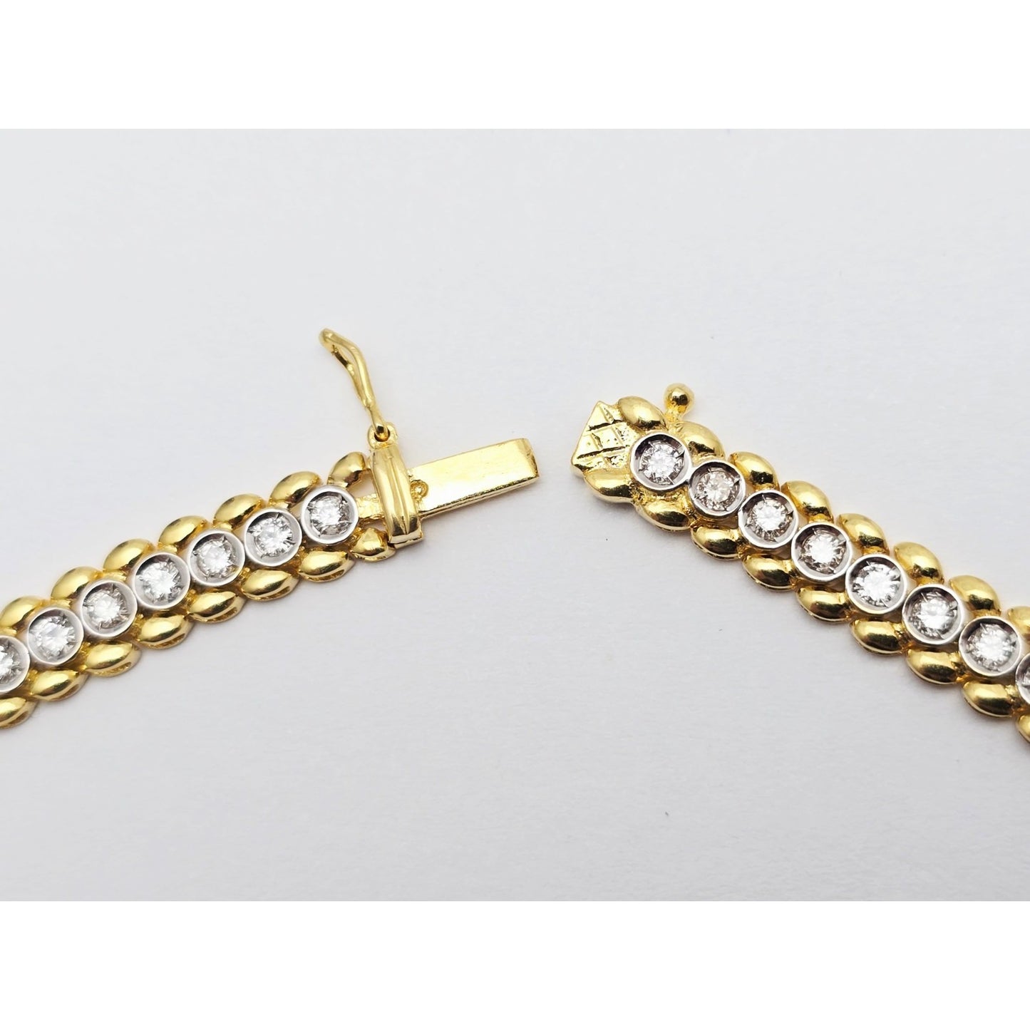 18K Yellow Gold Diamond Tennis Link Chain Necklace