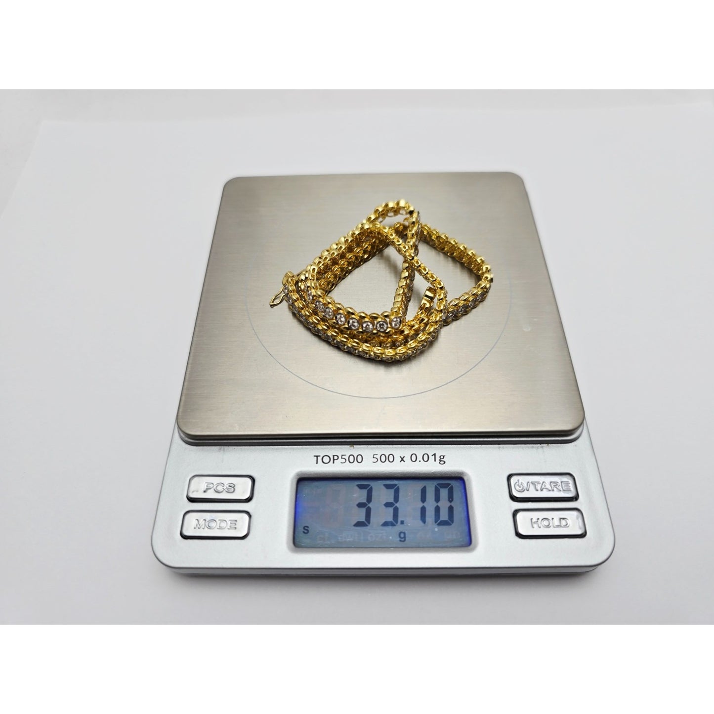 18K Yellow Gold Diamond Tennis Link Chain Necklace