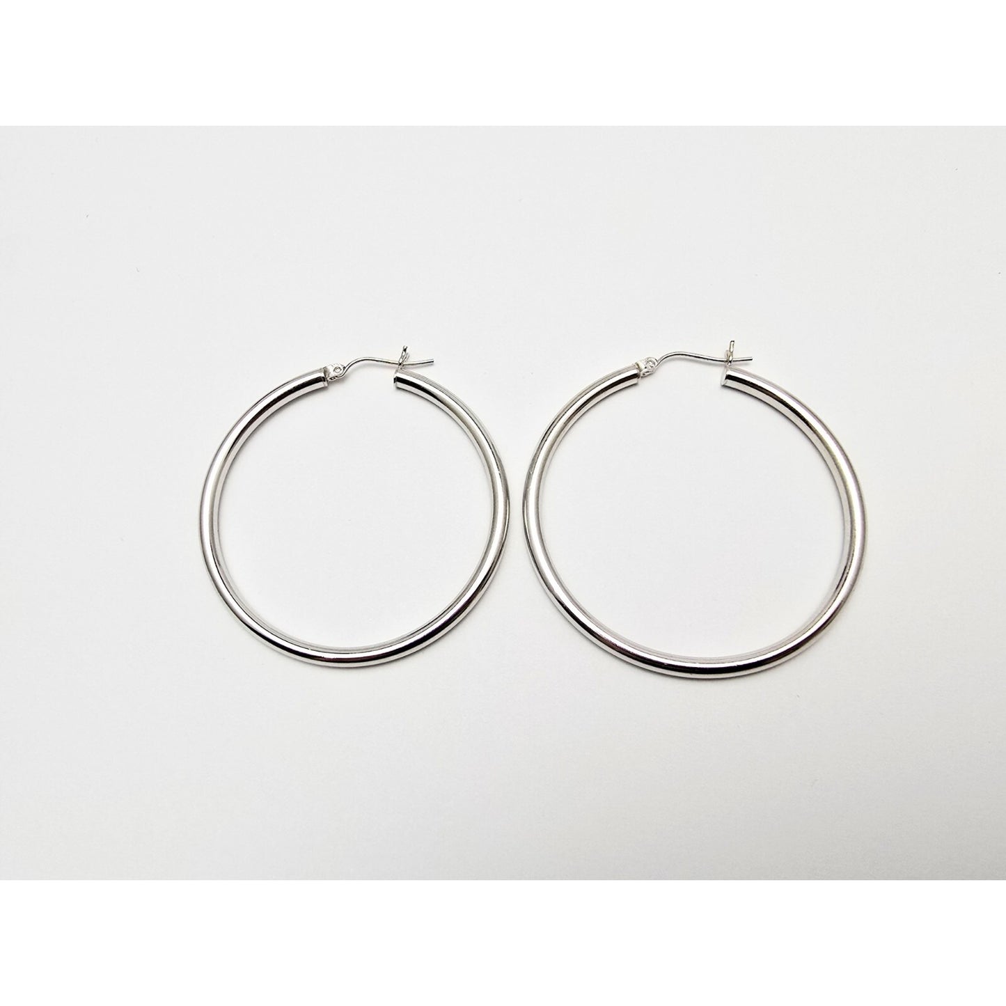 Large 14K White Gold Hinged Hoop Earrings
