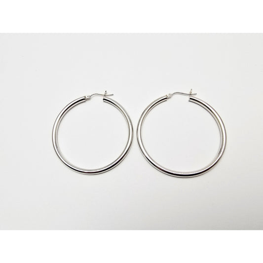 Large 14K White Gold Hinged Hoop Earrings