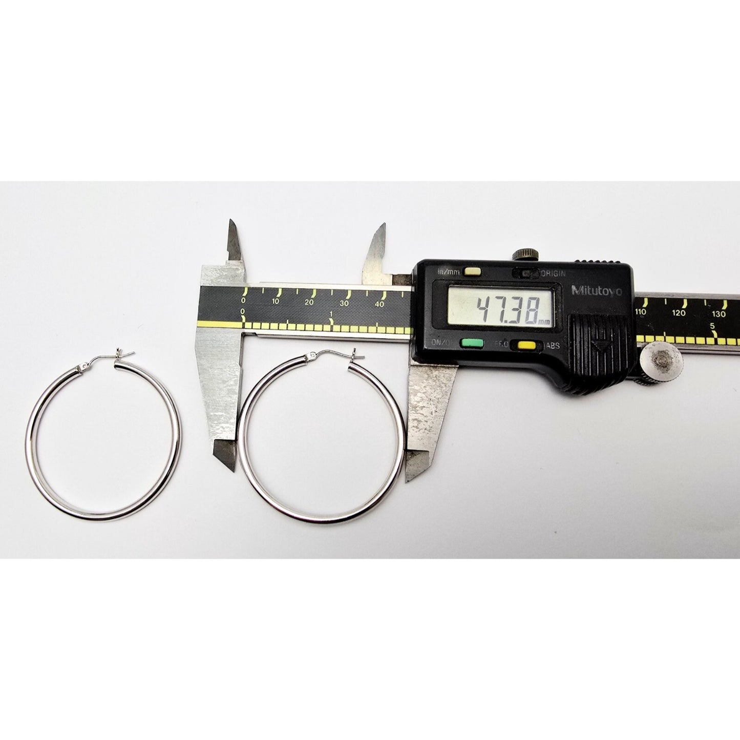 Large 14K White Gold Hinged Hoop Earrings