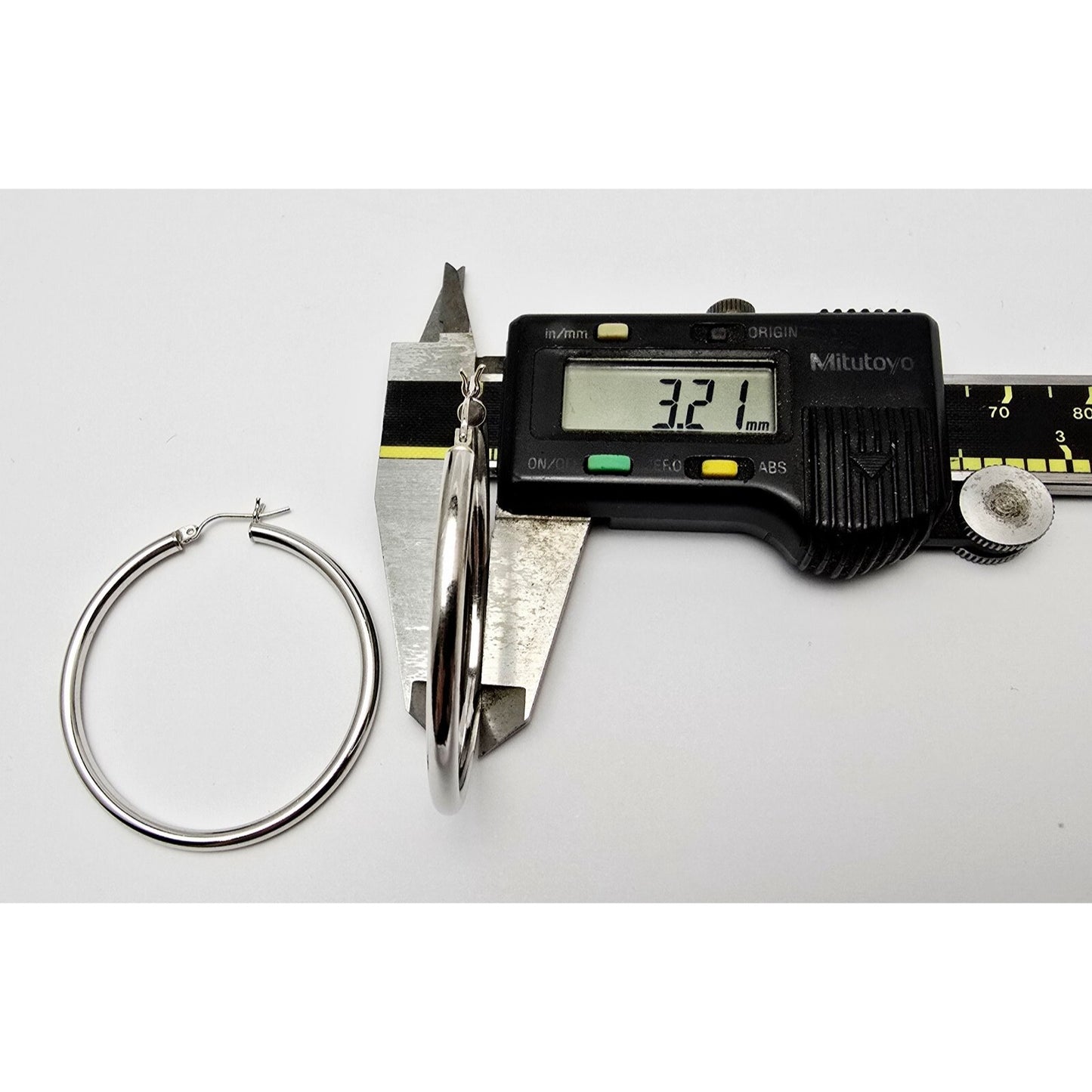 Large 14K White Gold Hinged Hoop Earrings